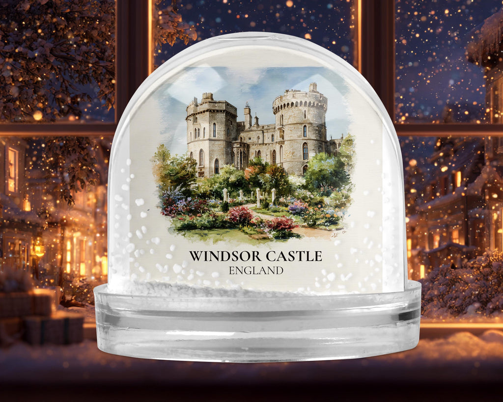 Windsor Castle England Snow Globe, Personalized Watercolor, Custom Travel Souvenir Keepsake City Dome