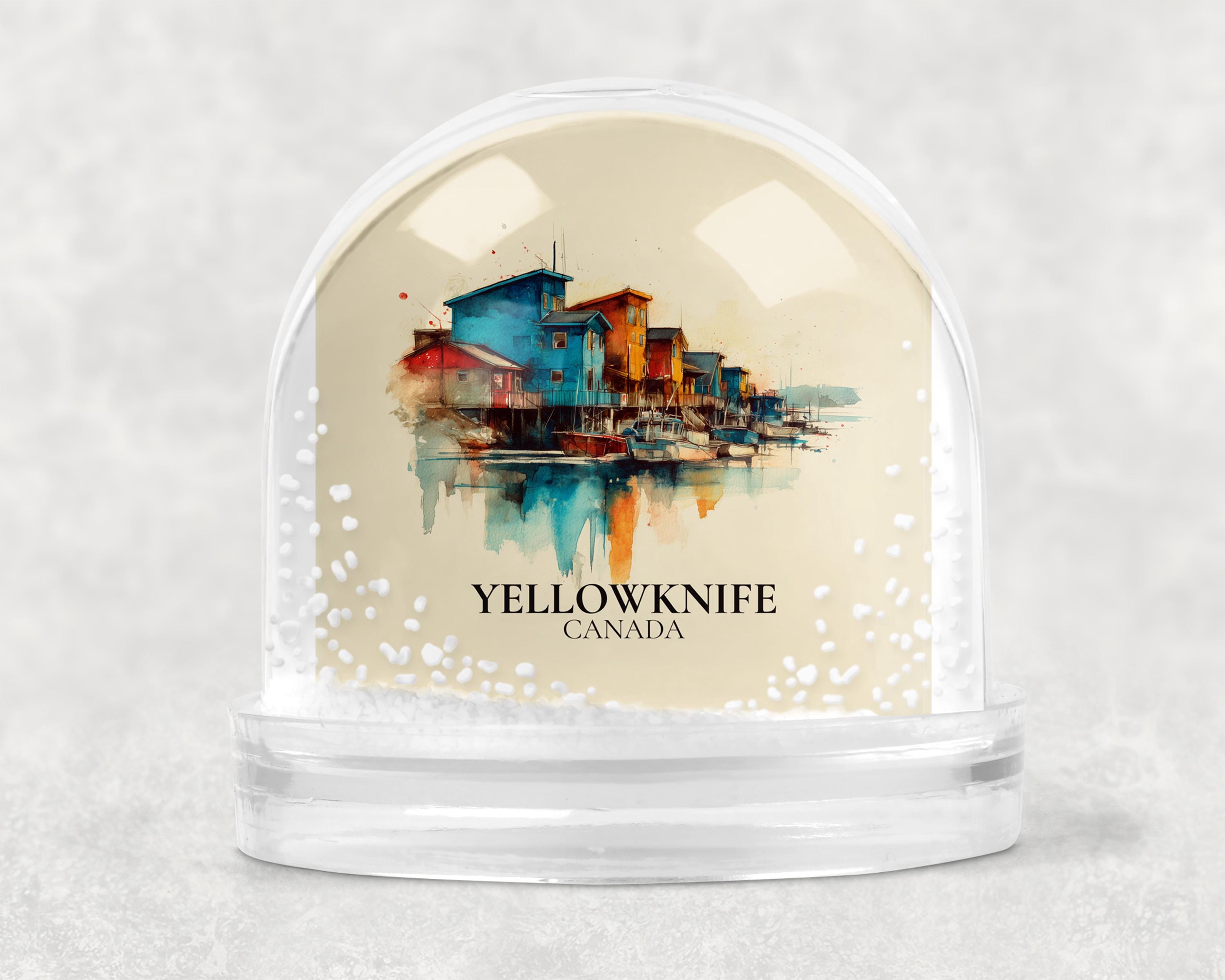 Yellowknife Northwest Territories Snow Globe, Personalized Watercolor, Custom Travel Souvenir Keepsake City Dome