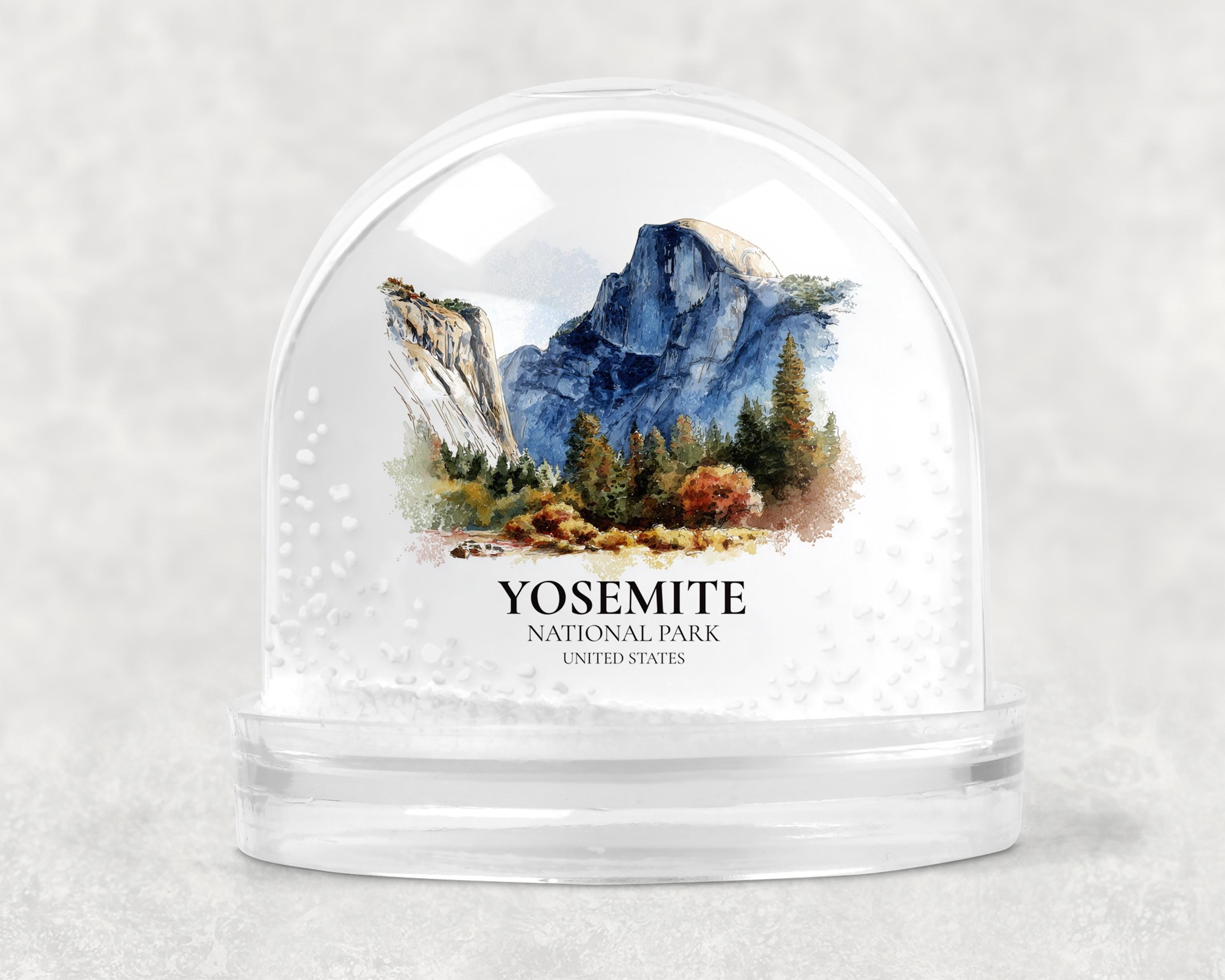 Yosemite National Park United States Snow Globe, Personalized Watercolor, Custom Travel Souvenir Keepsake City Dome