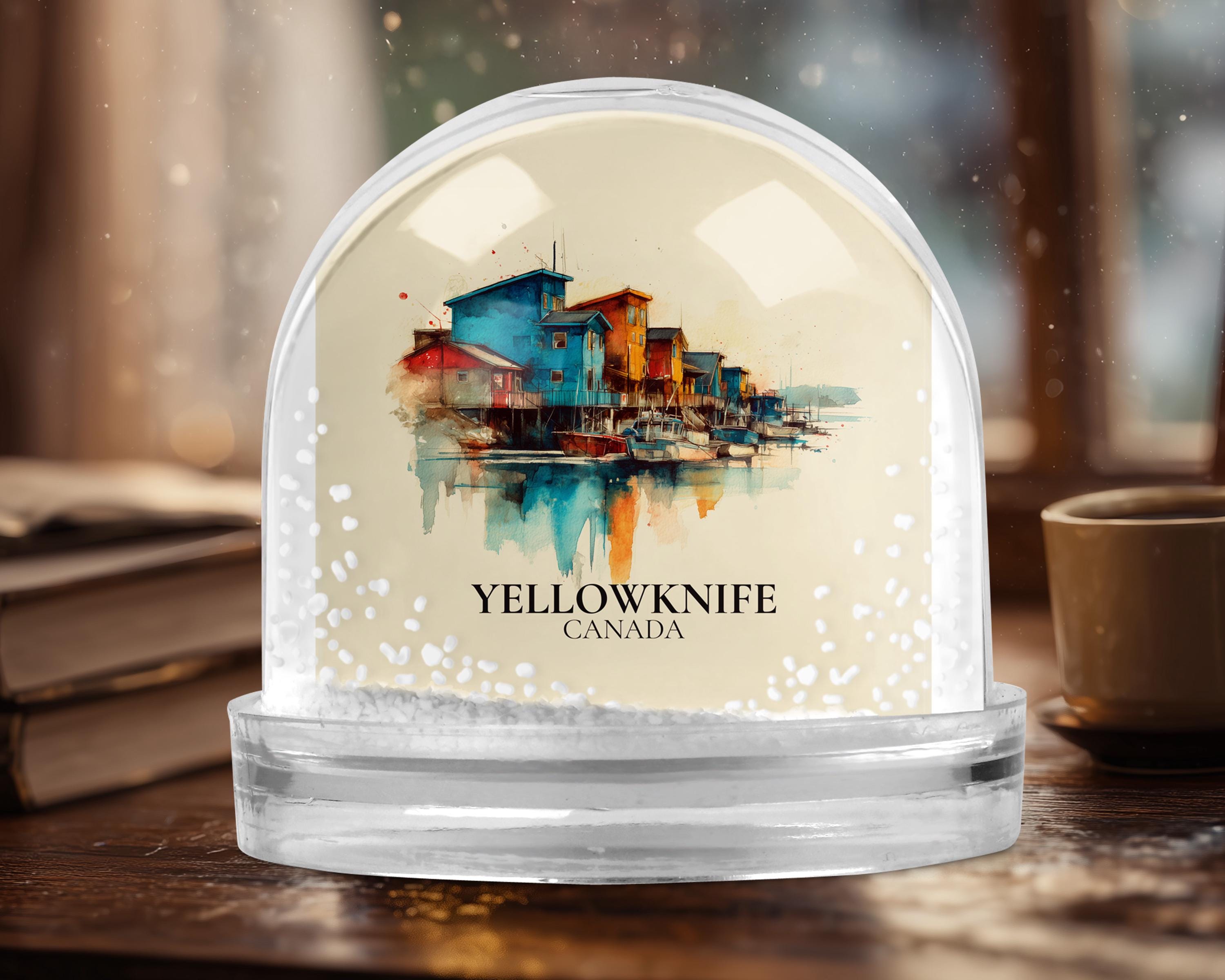 Yellowknife Northwest Territories Snow Globe, Personalized Watercolor, Custom Travel Souvenir Keepsake City Dome