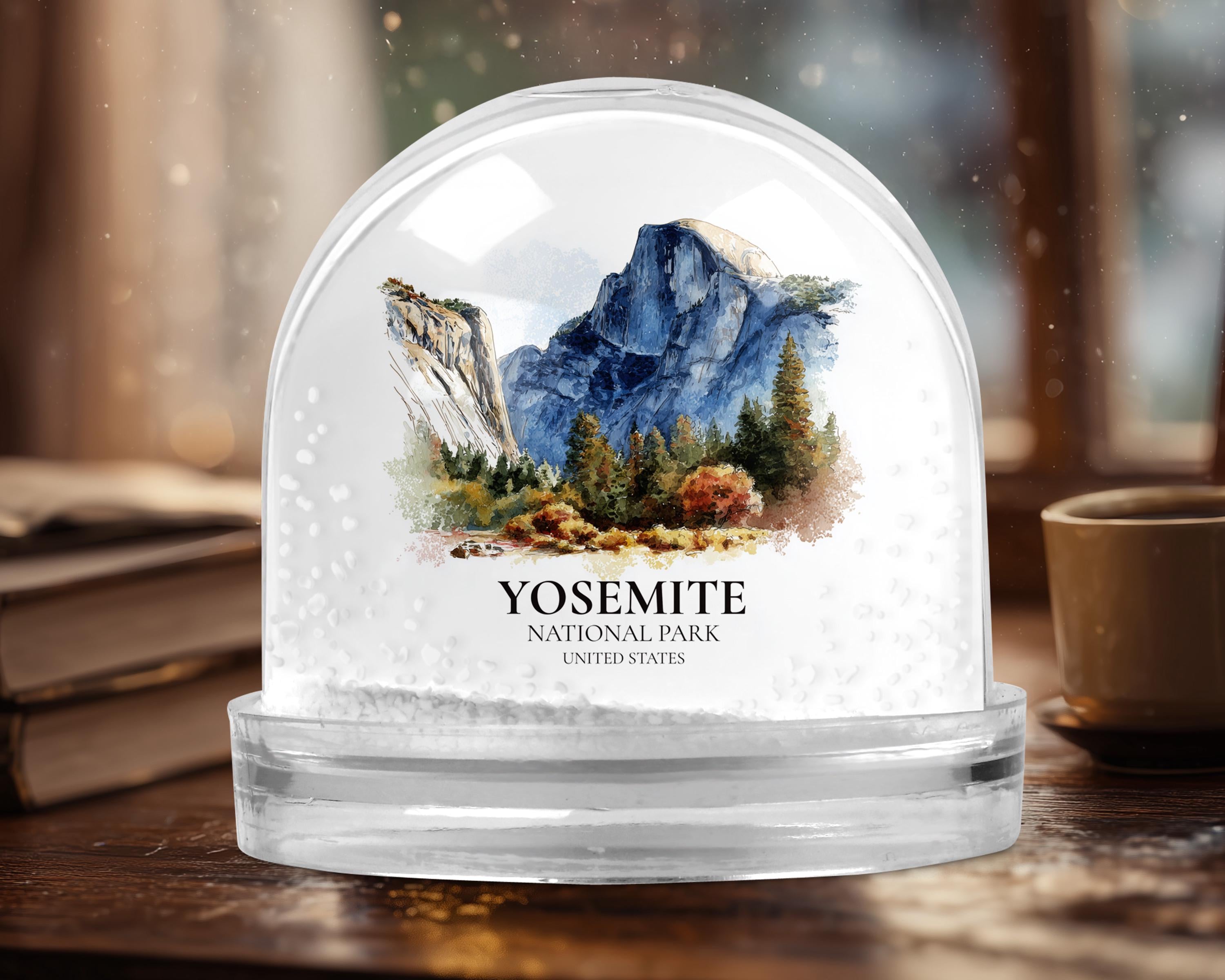 Yosemite National Park United States Snow Globe, Personalized Watercolor, Custom Travel Souvenir Keepsake City Dome