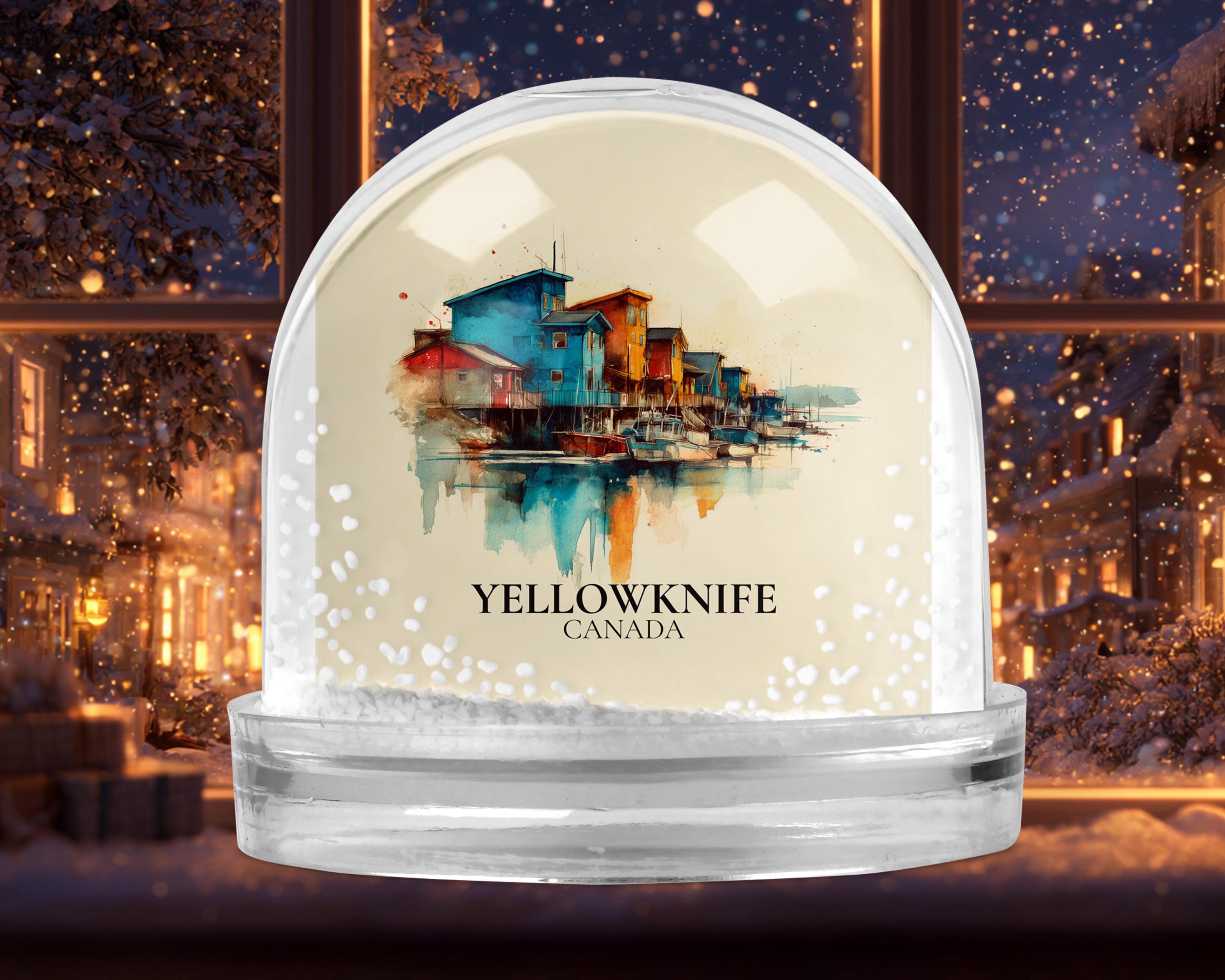 Yellowknife Northwest Territories Snow Globe, Personalized Watercolor, Custom Travel Souvenir Keepsake City Dome