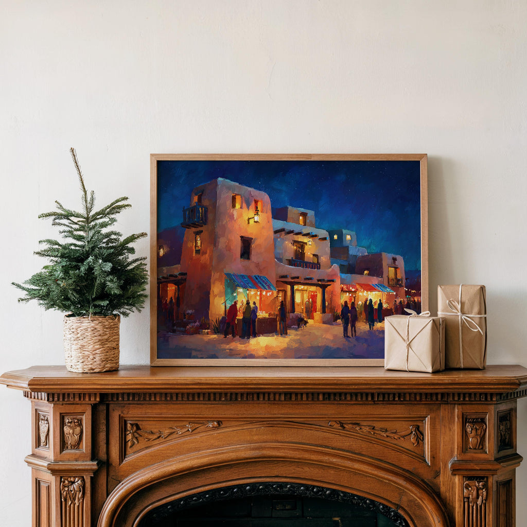 Albuquerques New Mexico Christmas Wall Art, Custom Large Travel Poster Print, World Location Painting