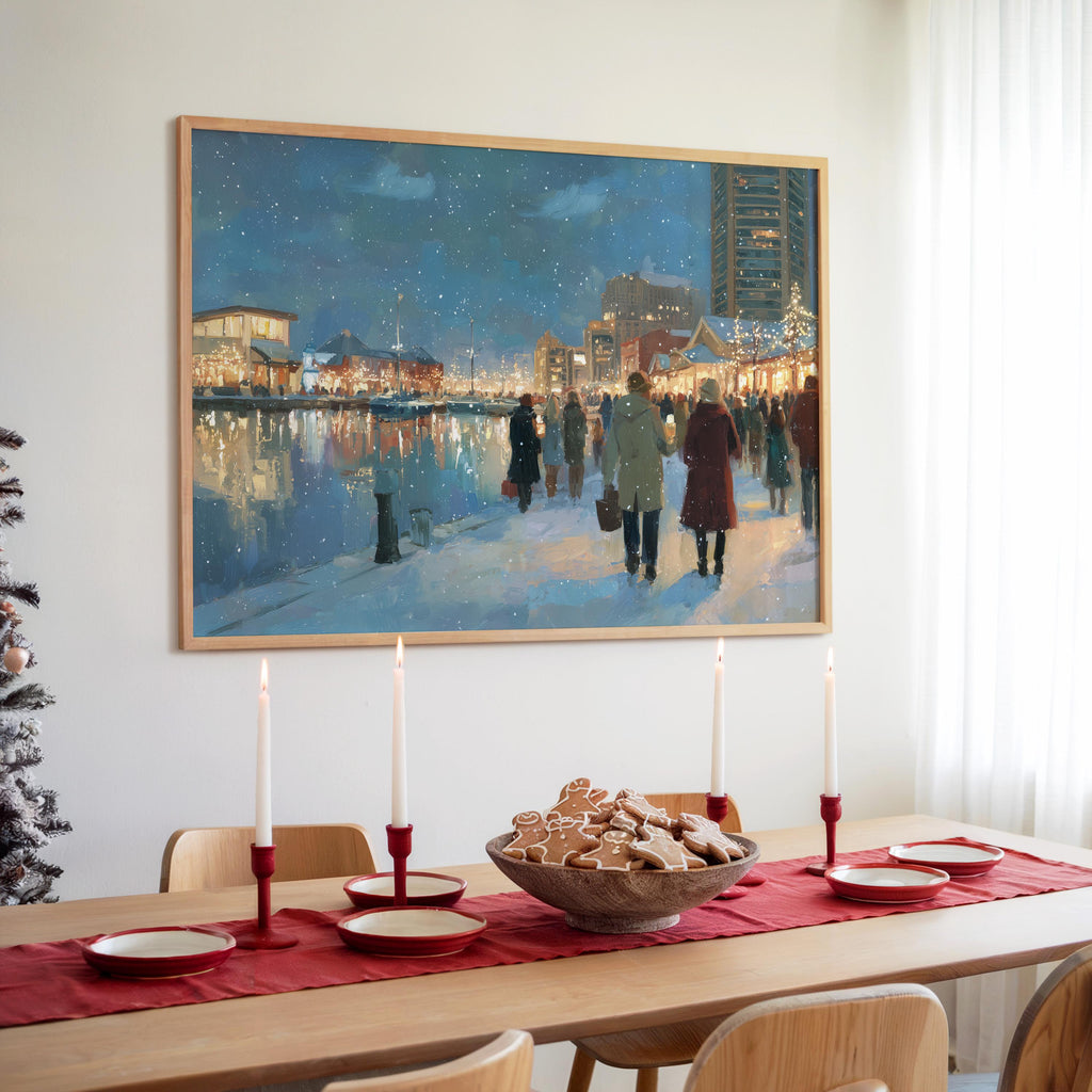 Baltimore Maryland Christmas Wall Art, Custom Large Travel Poster Print, World Location Painting