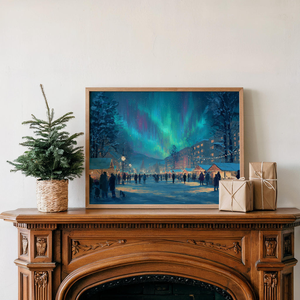 Anchorages Alaska Christmas Wall Art, Custom Large Travel Poster Print, World Location Painting
