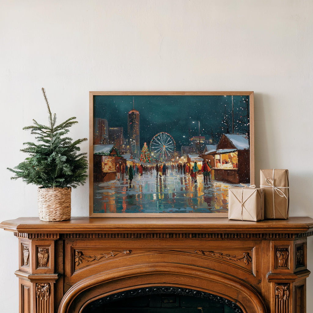 Atlanta Georgia Christmas Wall Art, Custom Large Travel Poster Print, World Location Painting