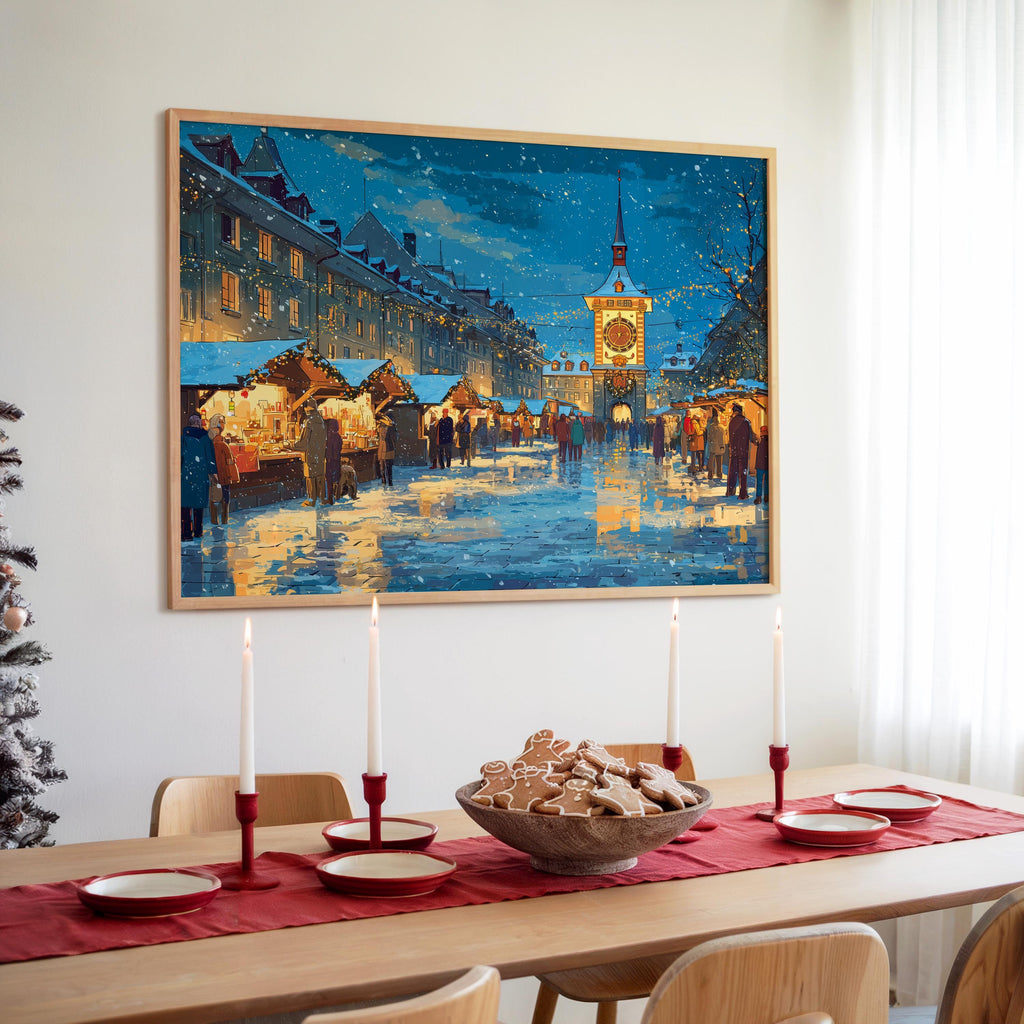 Bern Switzerland Christmas Wall Art, Custom Large Travel Poster Print, World Location Painting