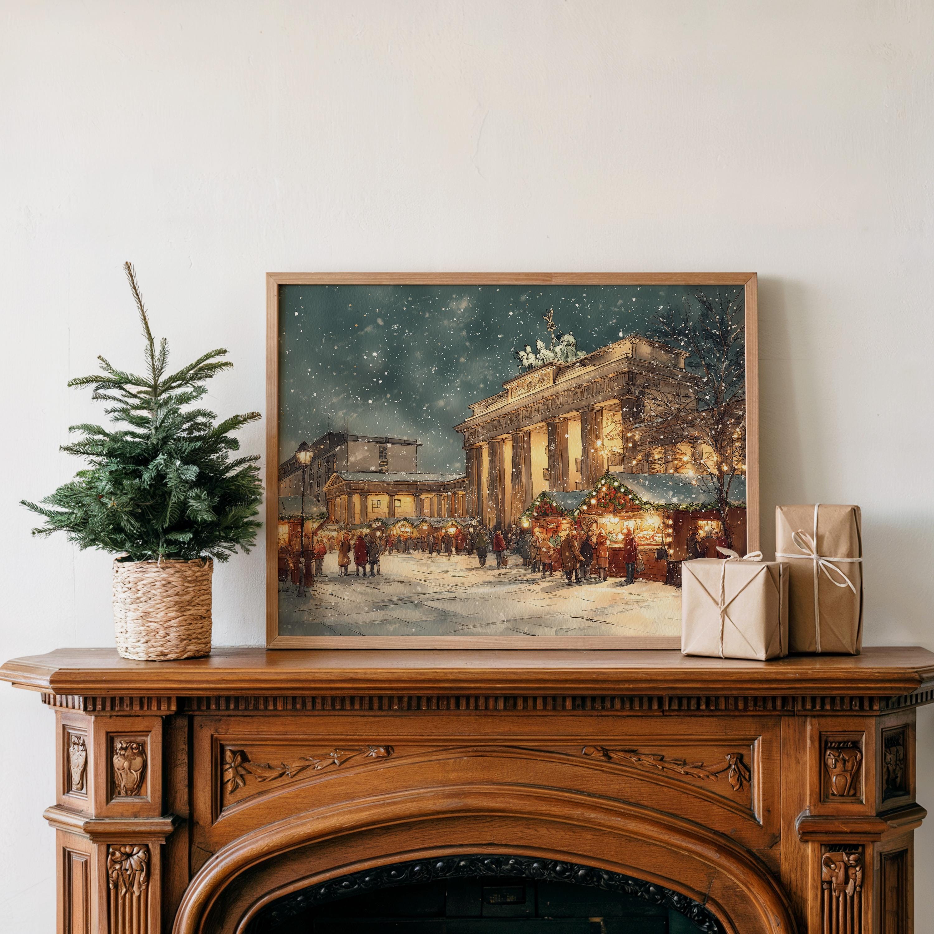 Berlin Germany Christmas Wall Art, Custom Large Travel Poster Print, World Location Painting