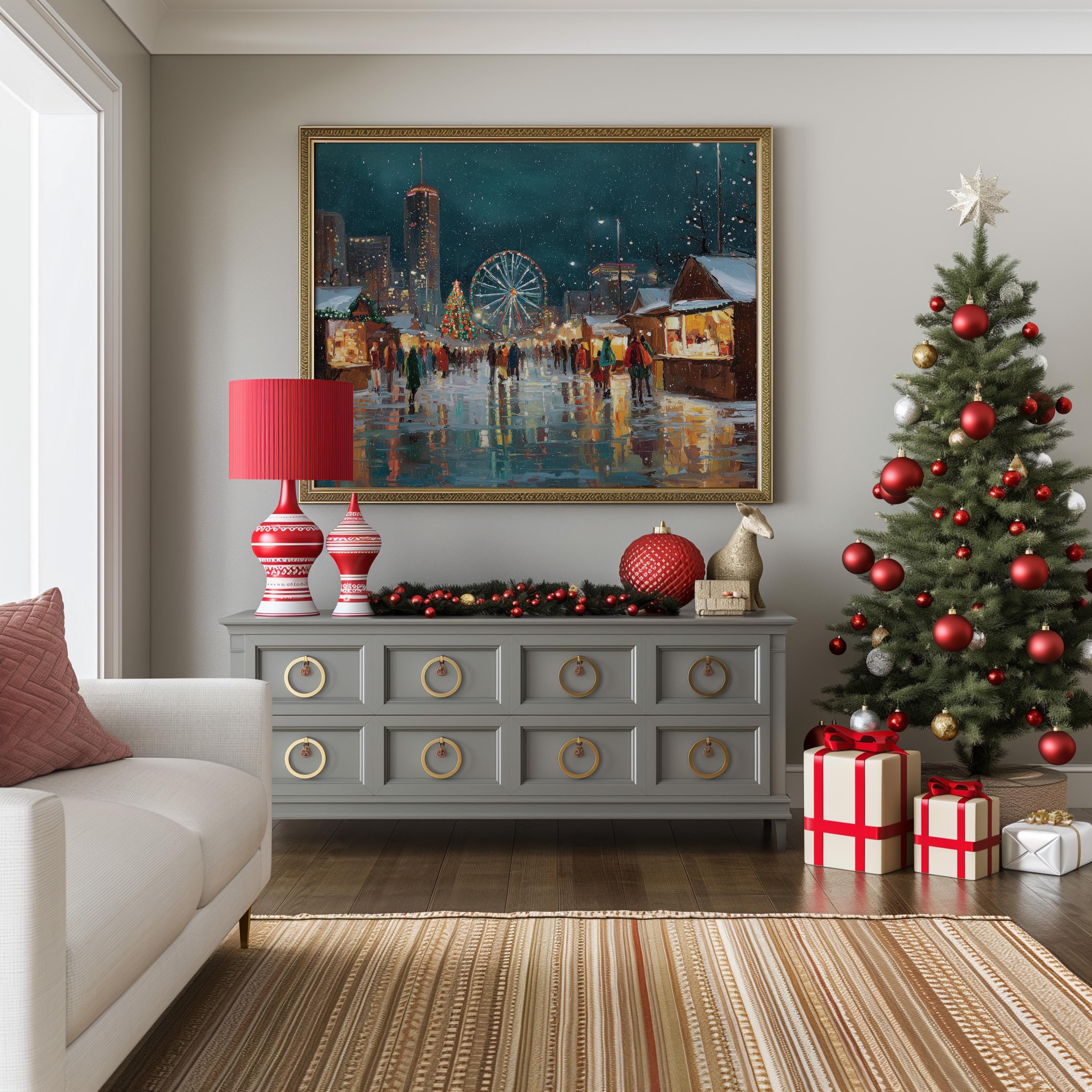 Atlanta Georgia Christmas Wall Art, Custom Large Travel Poster Print, World Location Painting