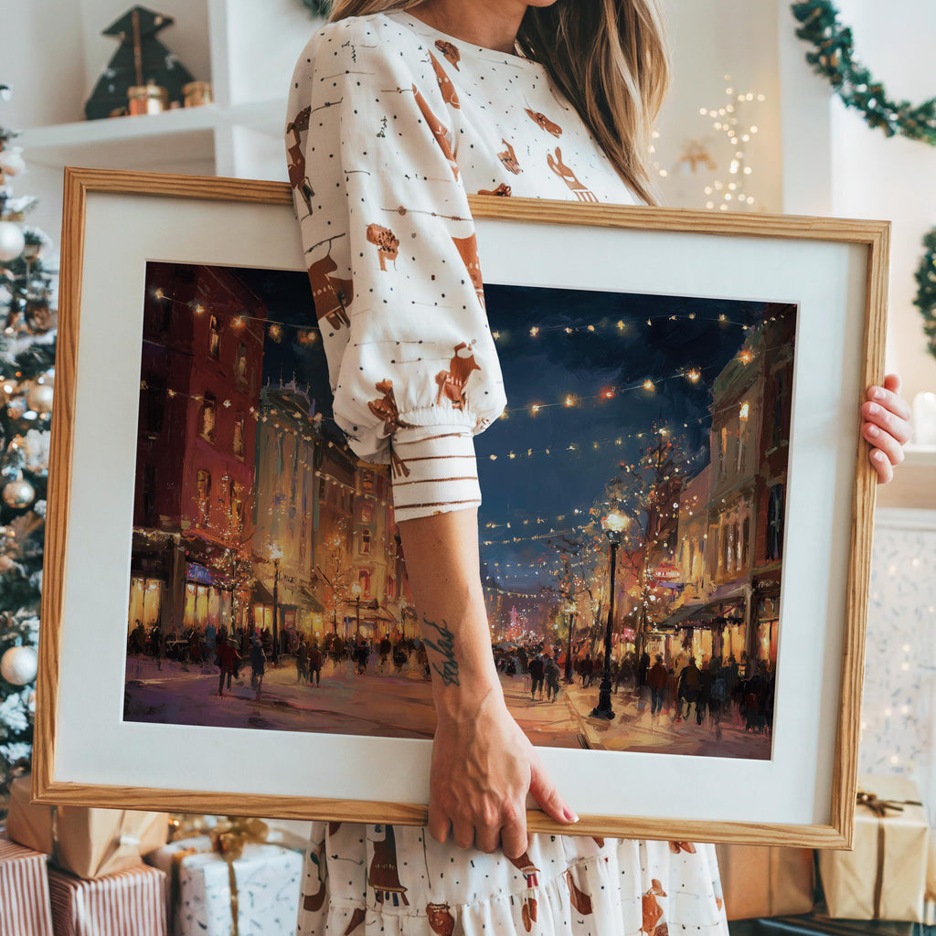 Birmingham Alabama Christmas Wall Art, Custom Large Travel Poster Print, World Location Painting