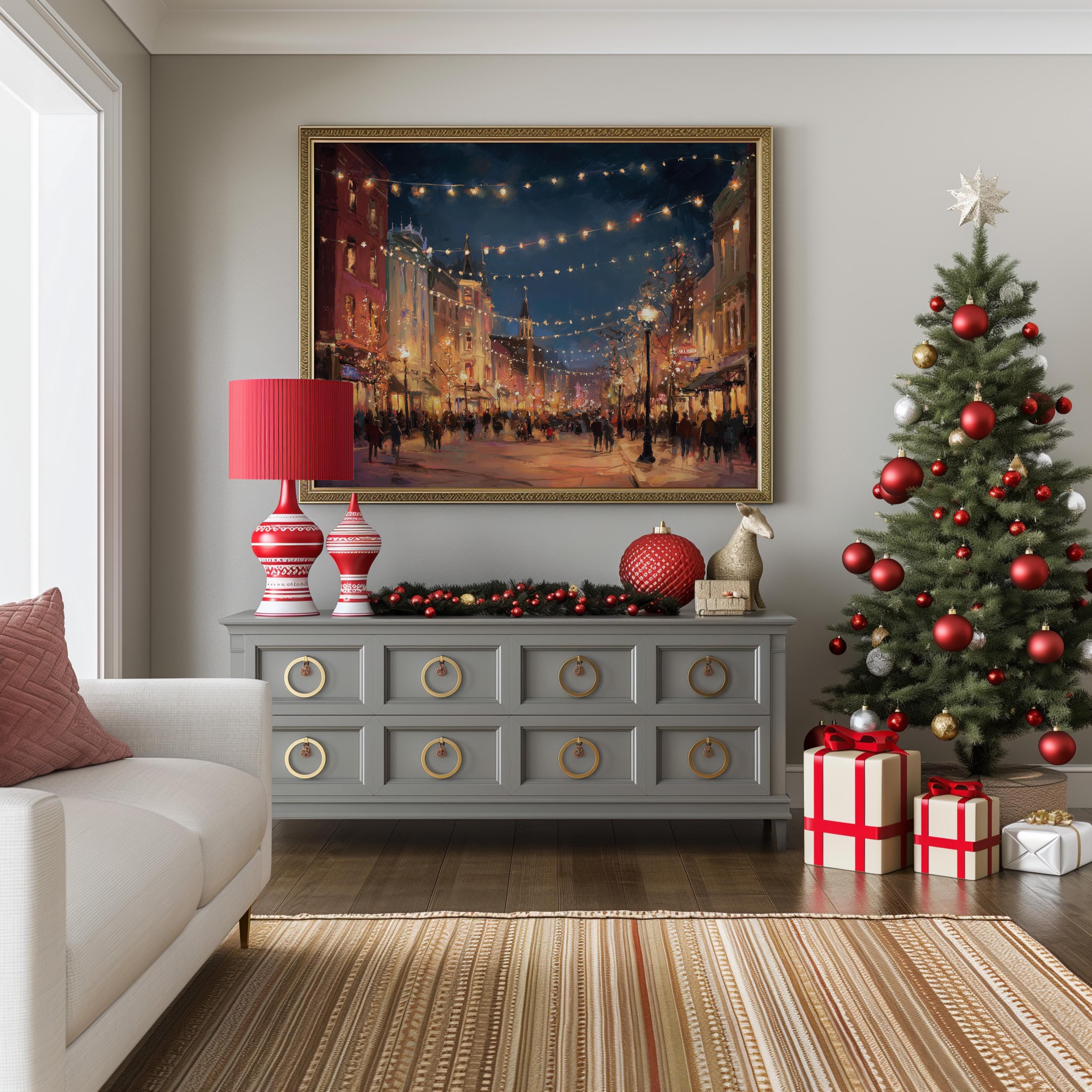 Birmingham Alabama Christmas Wall Art, Custom Large Travel Poster Print, World Location Painting