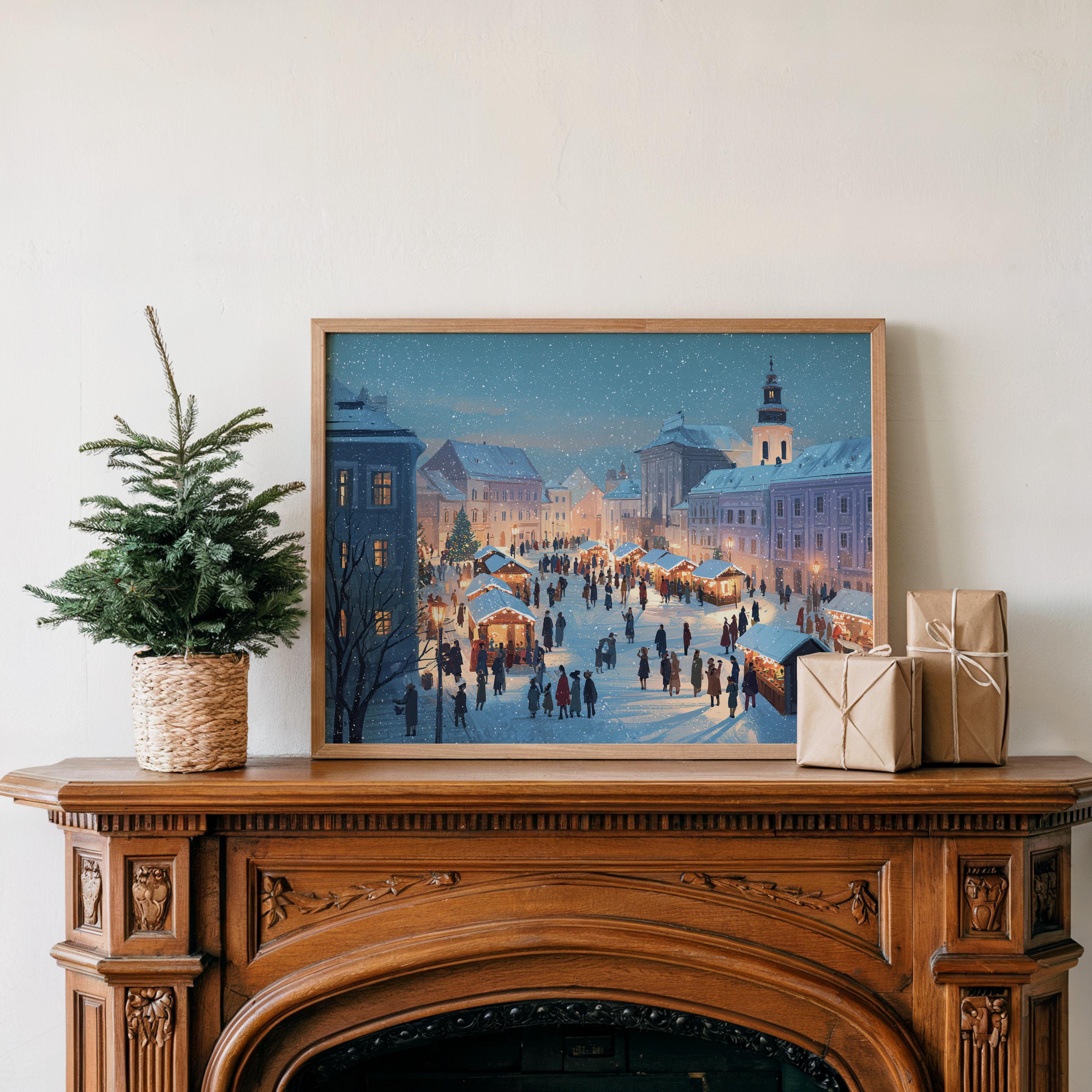 Bratislava Slovakia Christmas Wall Art, Custom Large Travel Poster Print, World Location Painting