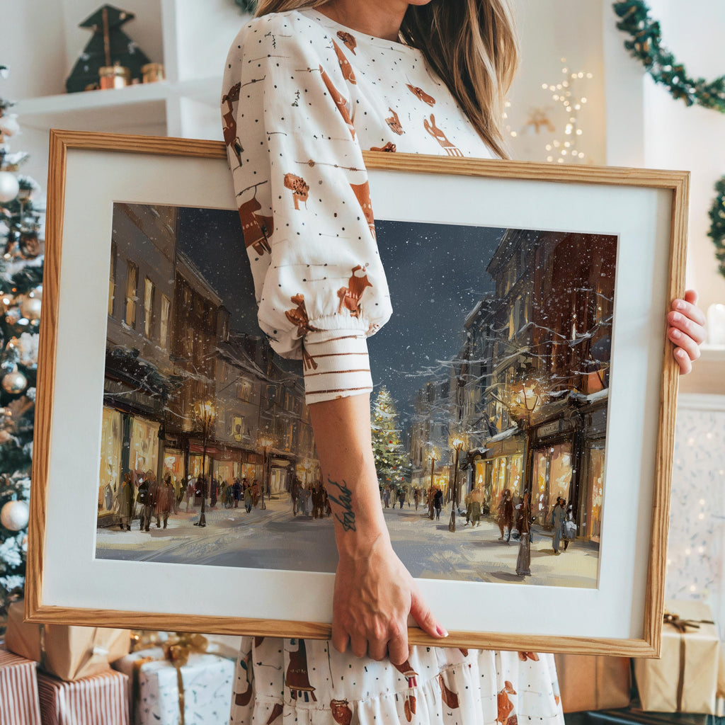 Burlington Vermont Christmas Wall Art, Custom Large Travel Poster Print, World Location Painting