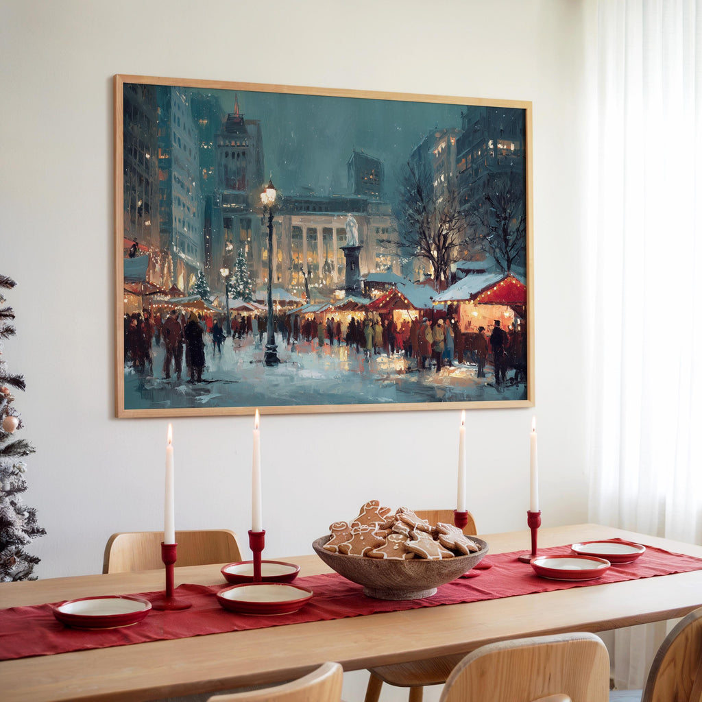 Cincinnati Ohio Christmas Wall Art, Custom Large Travel Poster Print, World Location Painting