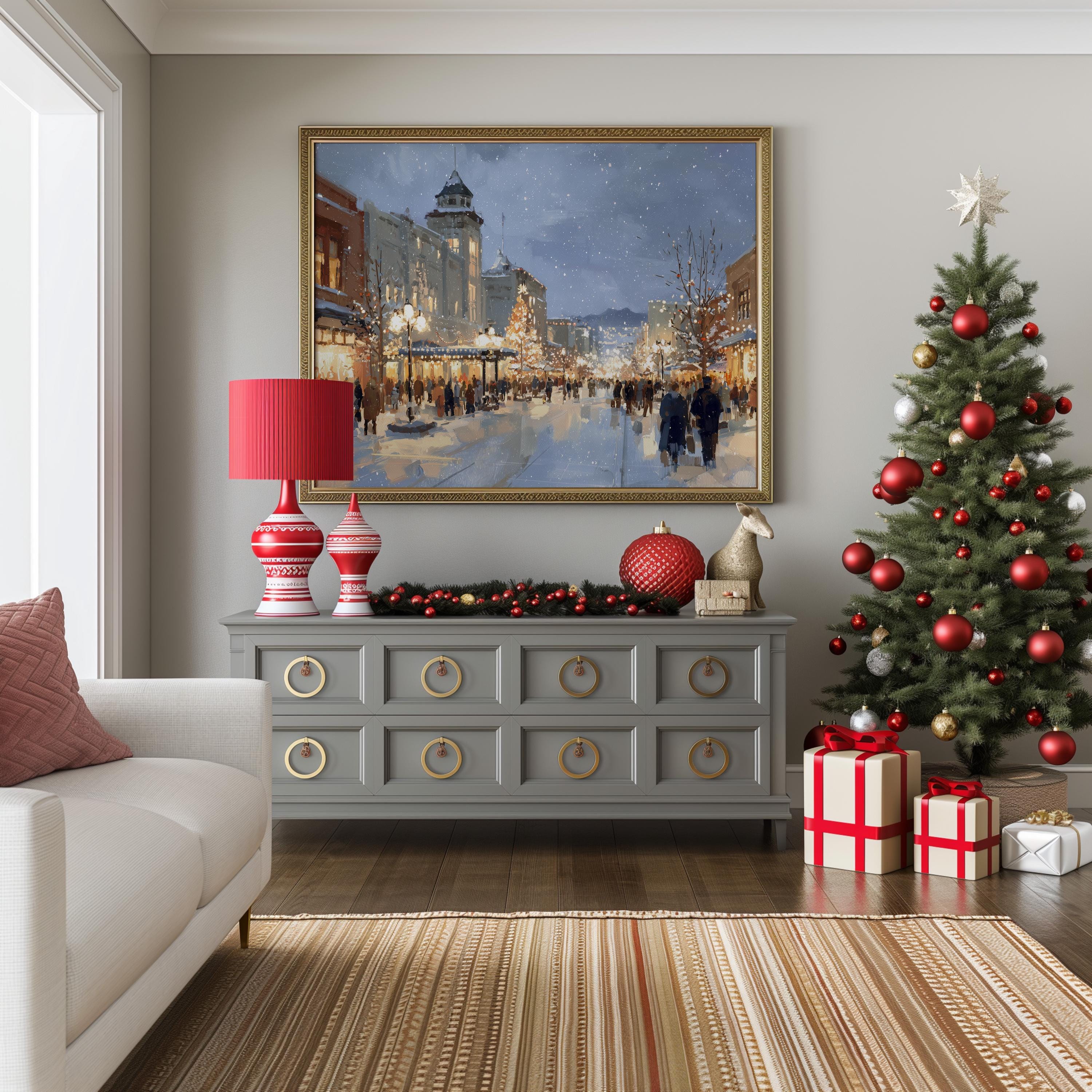 Boise Idaho Christmas Wall Art, Custom Large Travel Poster Print, World Location Painting