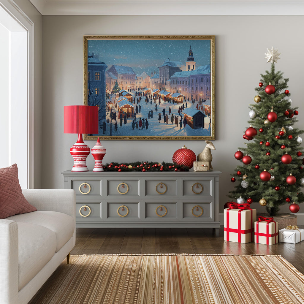 Bratislava Slovakia Christmas Wall Art, Custom Large Travel Poster Print, World Location Painting