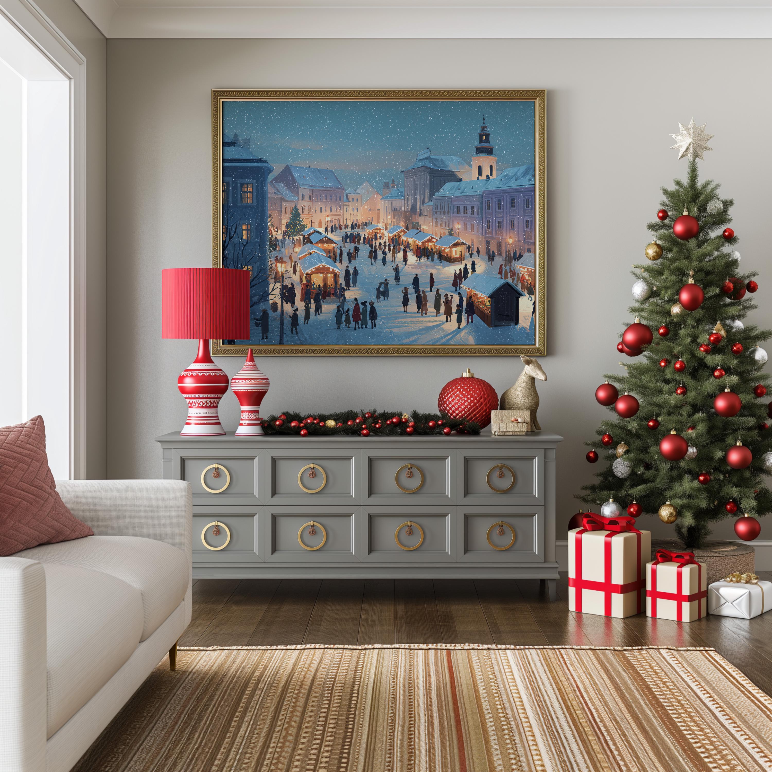 Bratislava Slovakia Christmas Wall Art, Custom Large Travel Poster Print, World Location Painting