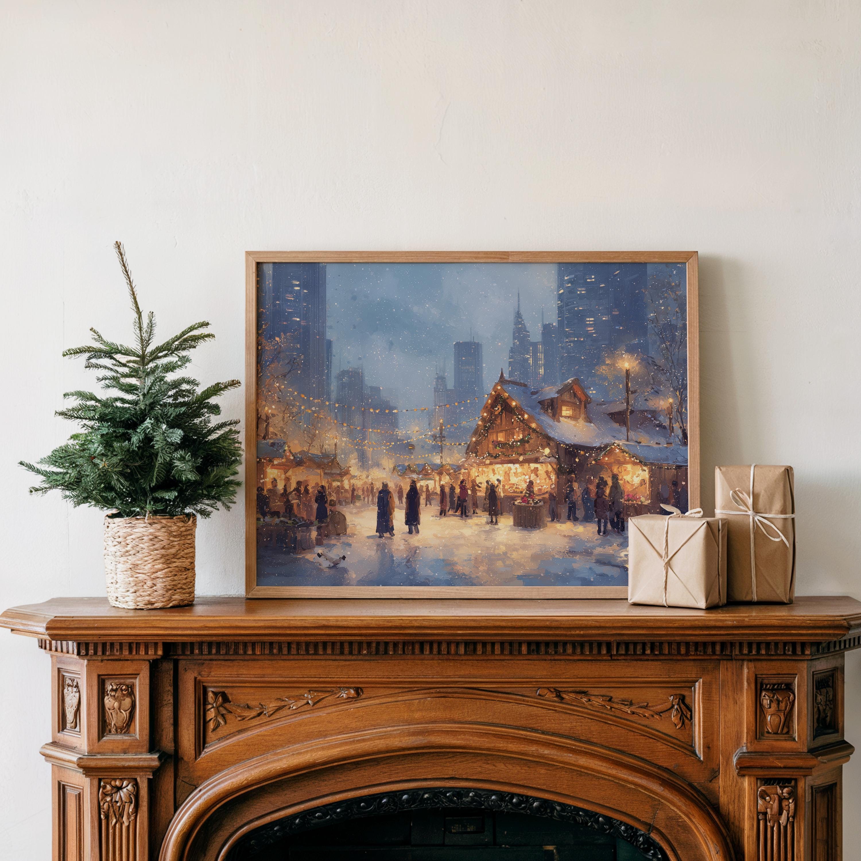 Chicago Illinois Christmas Wall Art, Custom Large Travel Poster Print, World Location Painting