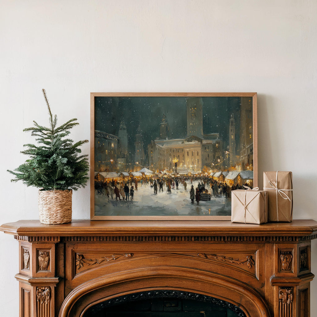 Cleveland POhio Christmas Wall Art, Custom Large Travel Poster Print, World Location Painting