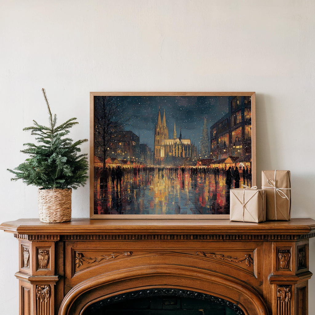 Cologne Germany Christmas Wall Art, Custom Large Travel Poster Print, World Location Painting