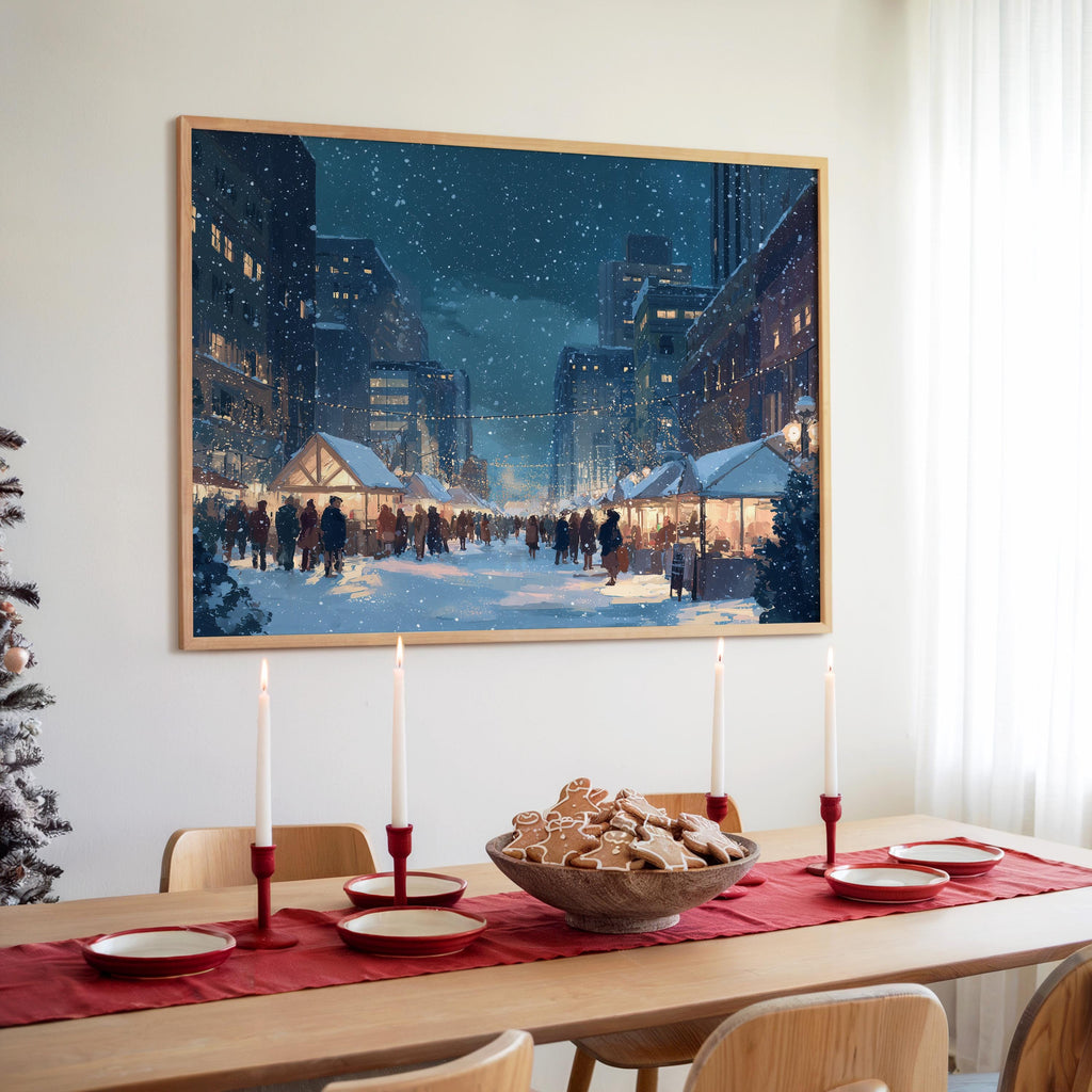 De Moines iowa Christmas Wall Art, Custom Large Travel Poster Print, World Location Painting