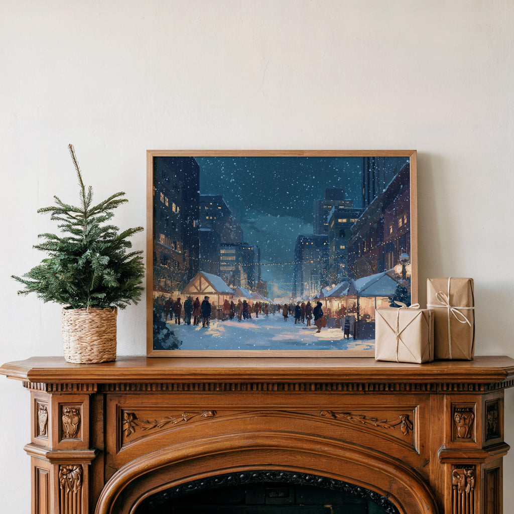 De Moines iowa Christmas Wall Art, Custom Large Travel Poster Print, World Location Painting