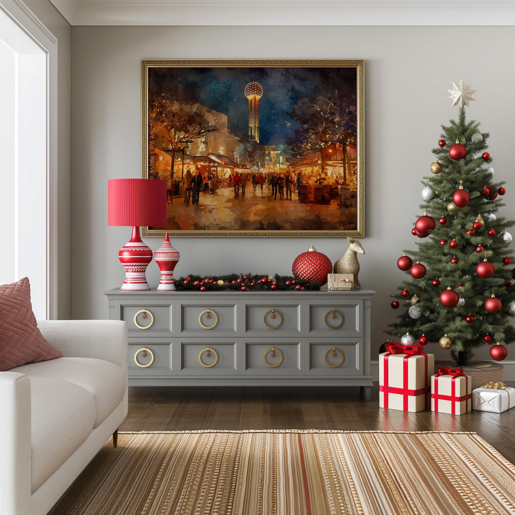 Dallas Texas Christmas Wall Art, Custom Large Travel Poster Print, World Location Painting