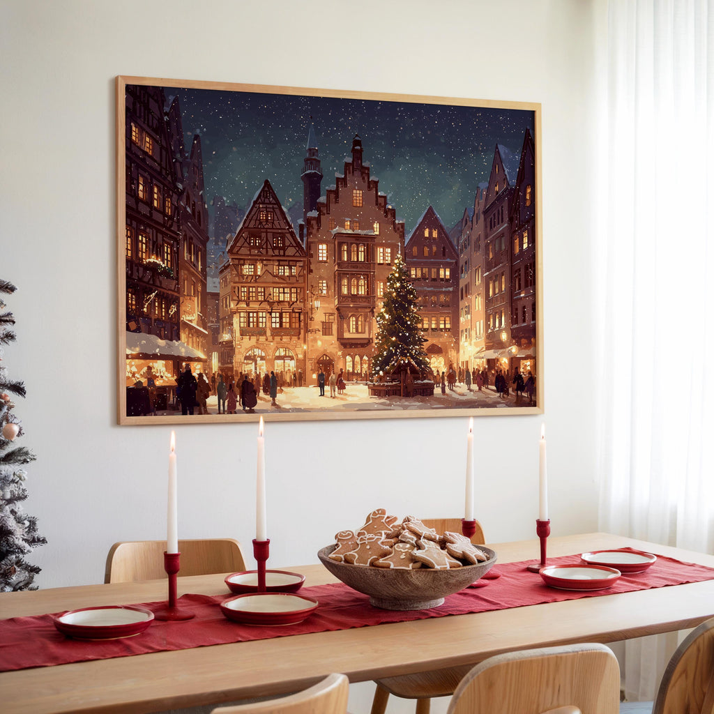 Frankfurt Germany Christmas Wall Art, Custom Large Travel Poster Print, World Location Painting
