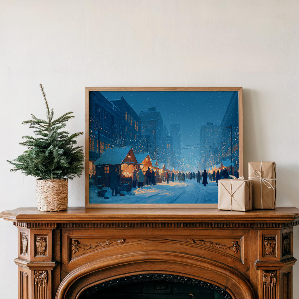 Edmonton Canada Christmas Wall Art, Custom Large Travel Poster Print, World Location Painting