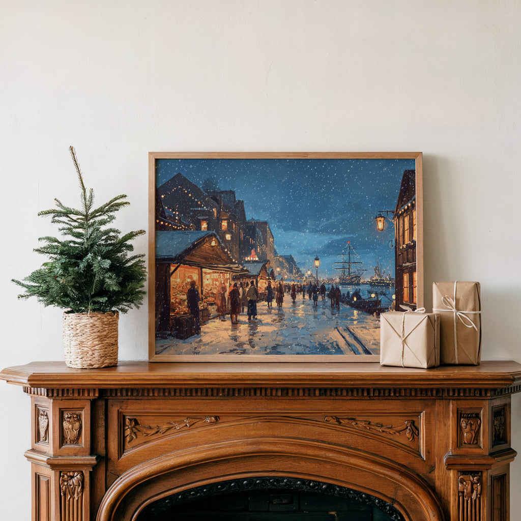 Halifax Canada Christmas Wall Art, Custom Large Travel Poster Print, World Location Painting