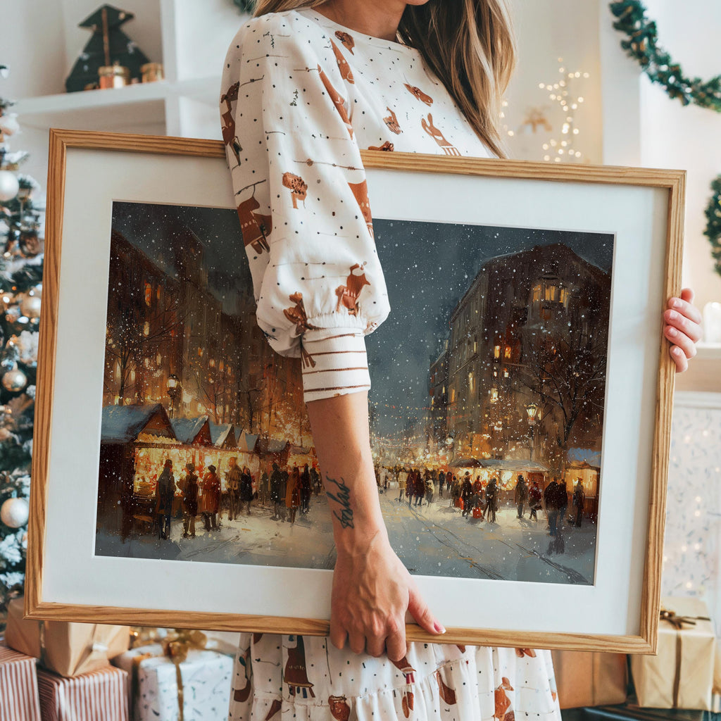 Hartford Connecticut Christmas Wall Art, Custom Large Travel Poster Print, World Location Painting