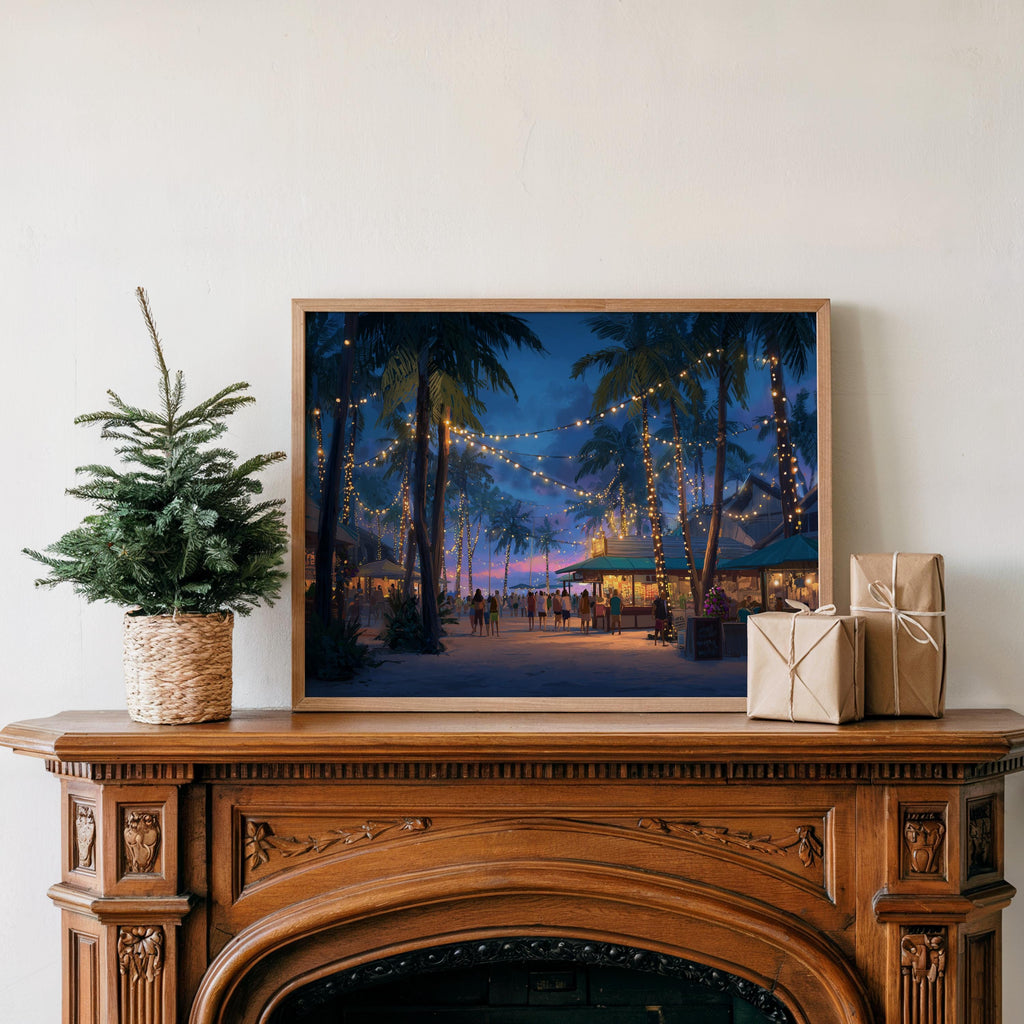 Honolulu Hawaii Christmas Wall Art, Custom Large Travel Poster Print, World Location Painting