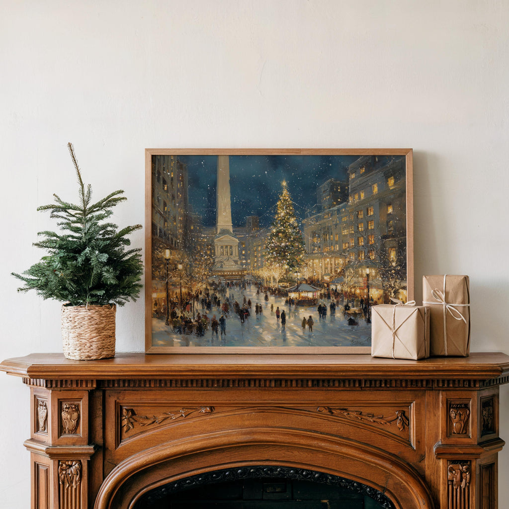 Indianapolis Indiana Christmas Wall Art, Custom Large Travel Poster Print, World Location Painting