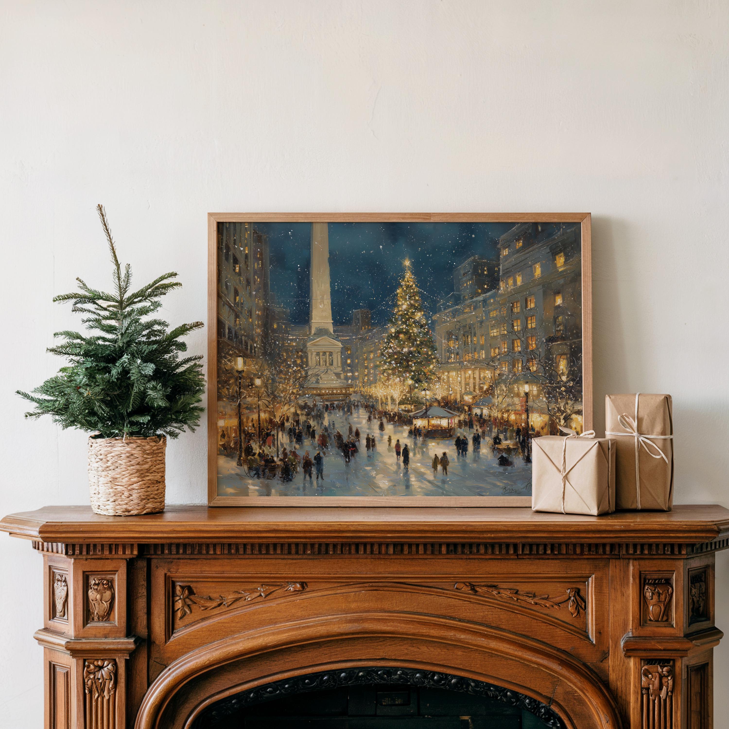 Indianapolis Indiana Christmas Wall Art, Custom Large Travel Poster Print, World Location Painting