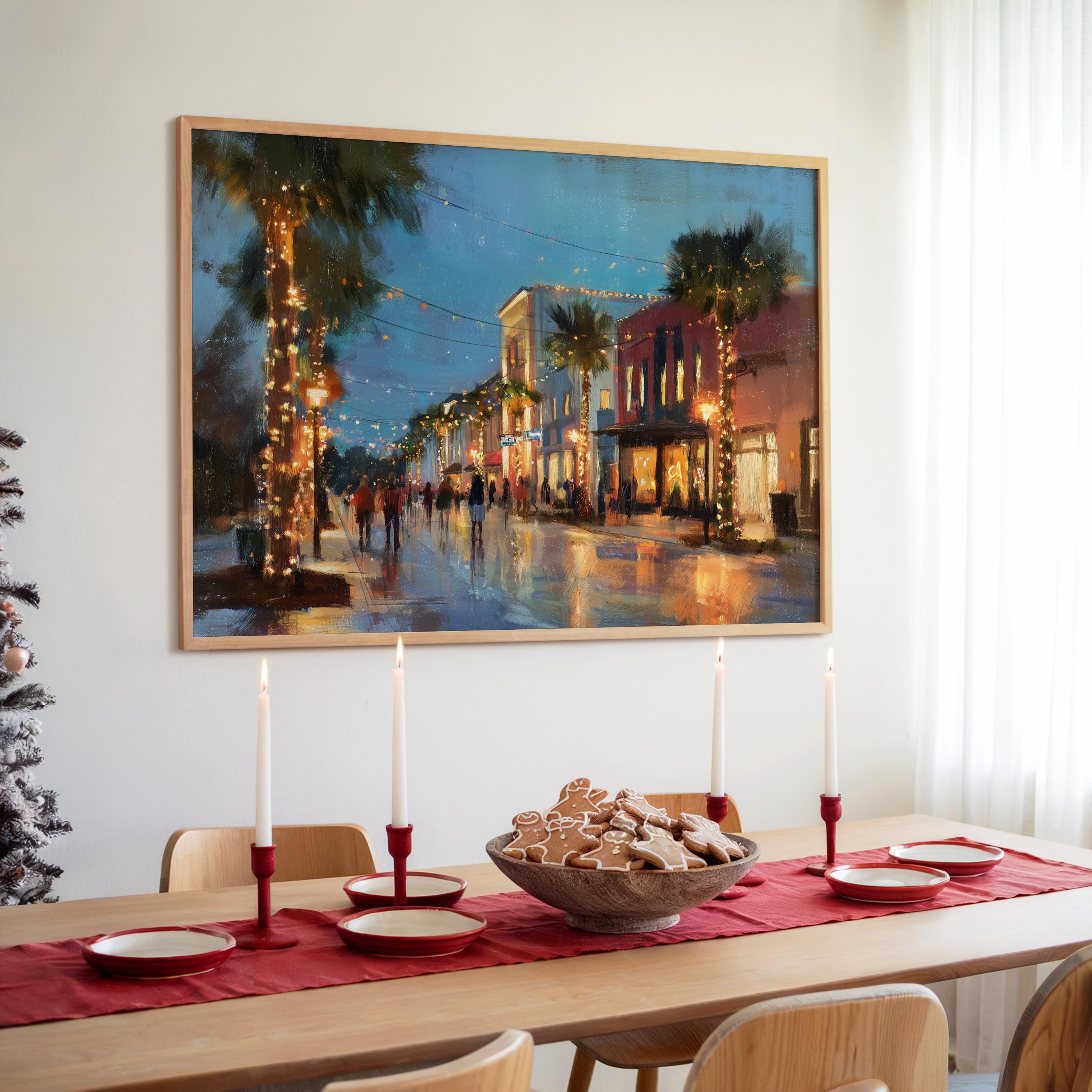 Jackson Mississippi Christmas Wall Art, Custom Large Travel Poster Print, World Location Painting