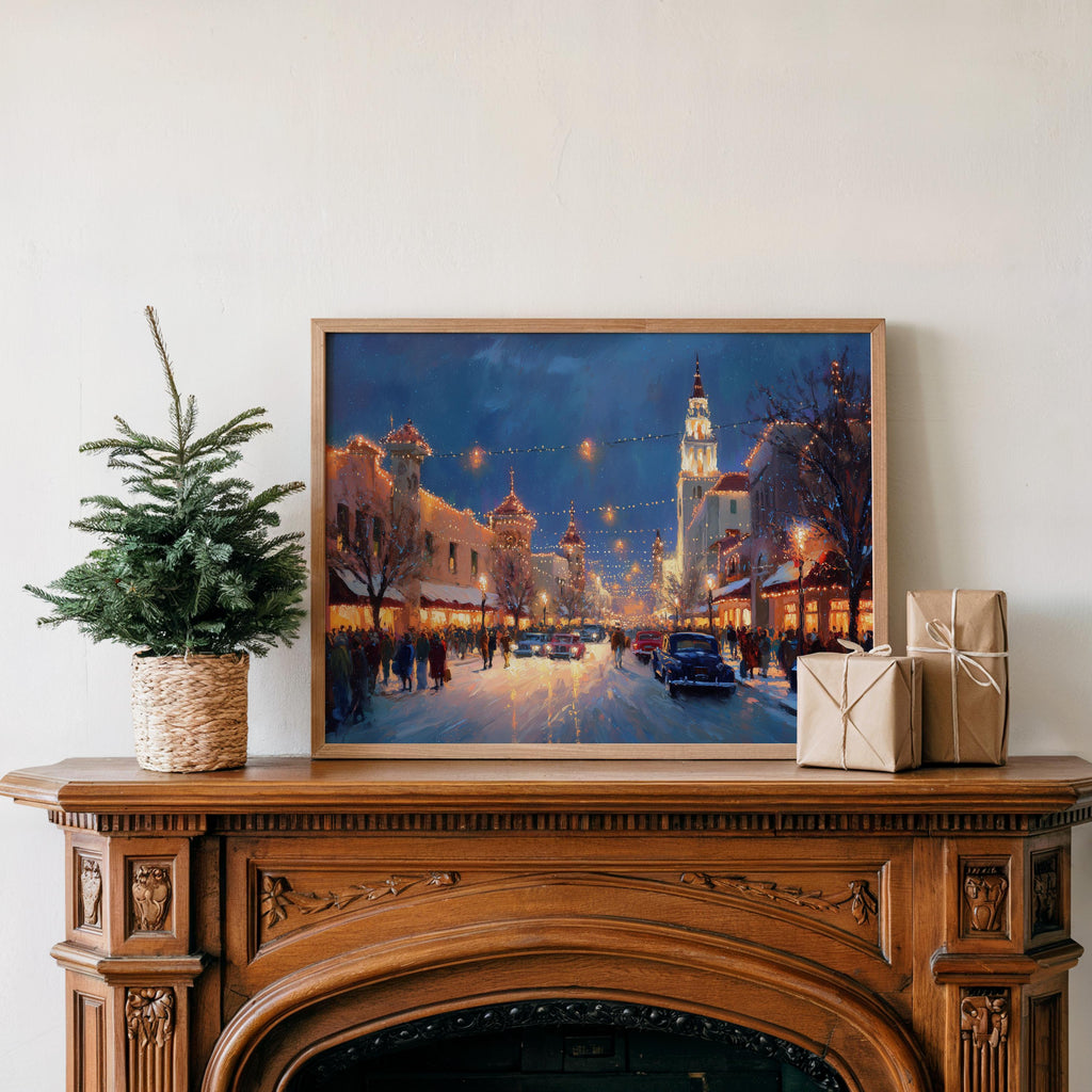 Kansas City Missouri Christmas Wall Art, Custom Large Travel Poster Print, World Location Painting