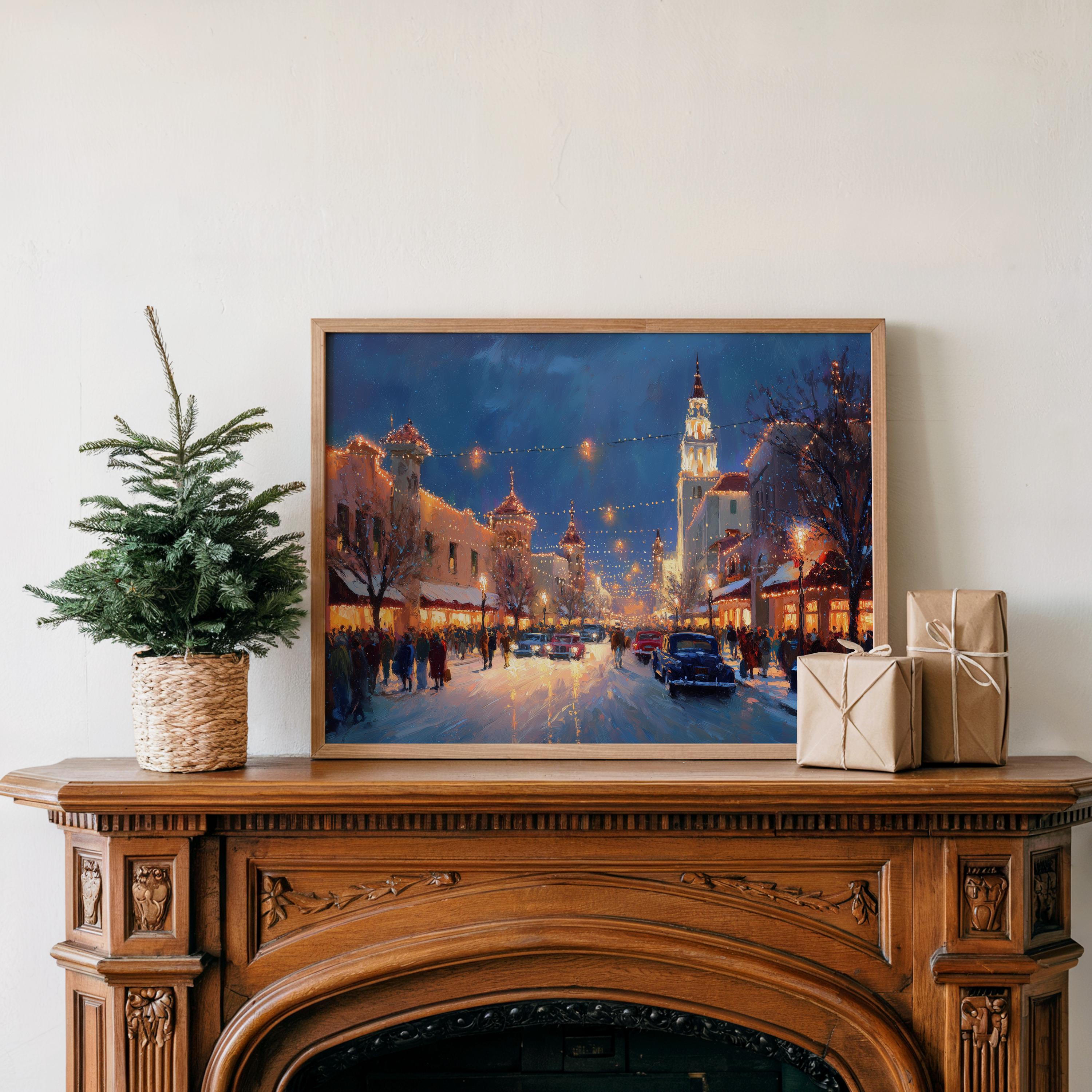 Kansas City Missouri Christmas Wall Art, Custom Large Travel Poster Print, World Location Painting