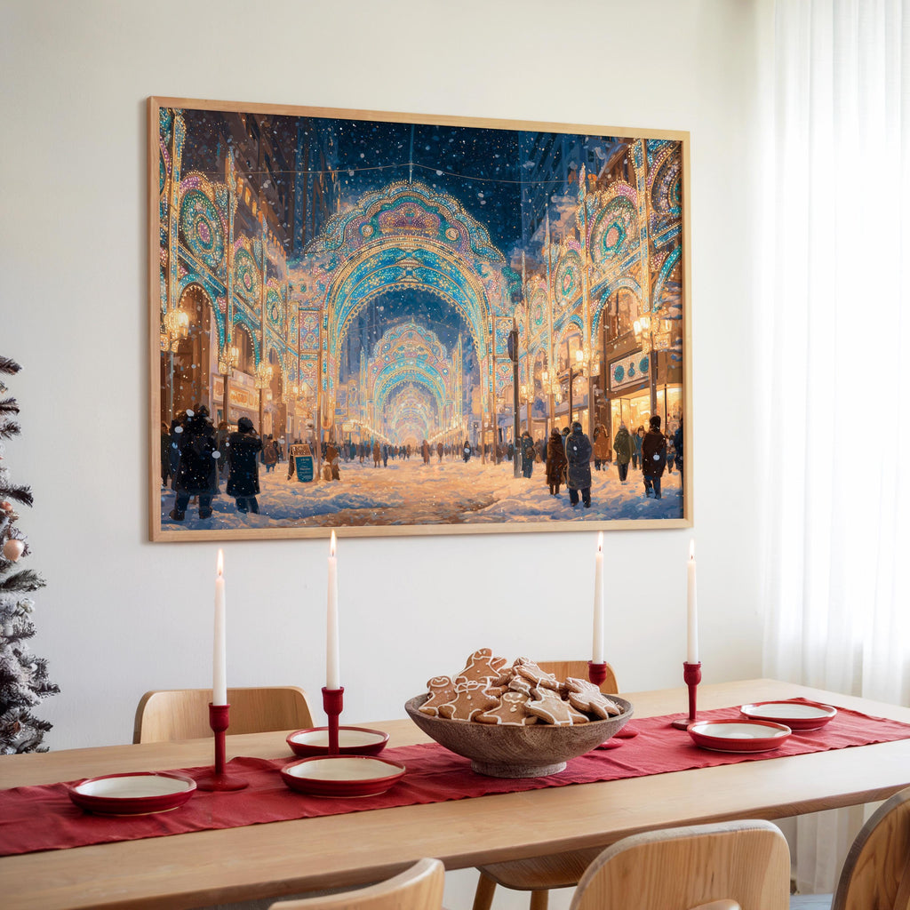 Kobe Japan Christmas Wall Art, Custom Large Travel Poster Print, World Location Painting