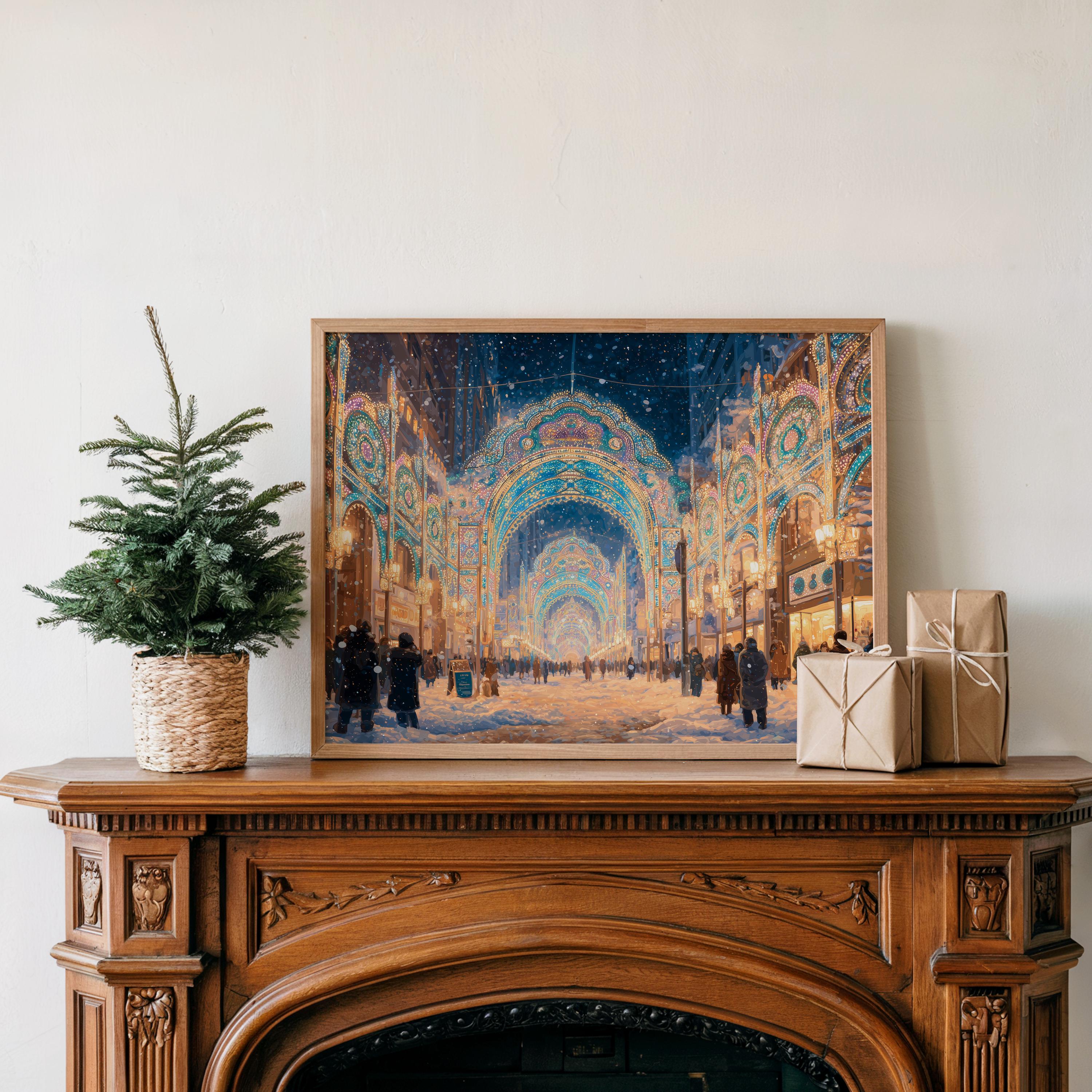 Kobe Japan Christmas Wall Art, Custom Large Travel Poster Print, World Location Painting