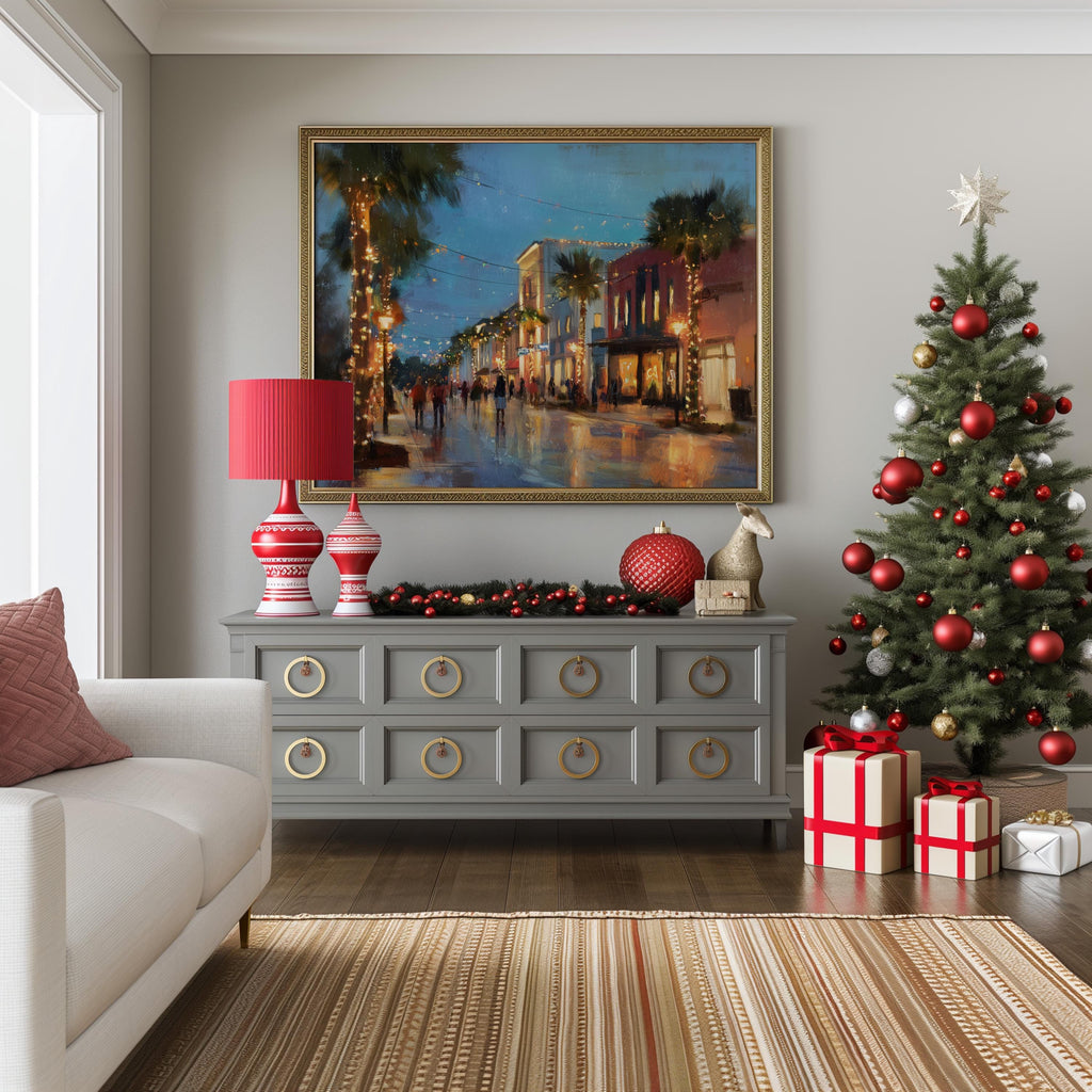 Jackson Mississippi Christmas Wall Art, Custom Large Travel Poster Print, World Location Painting