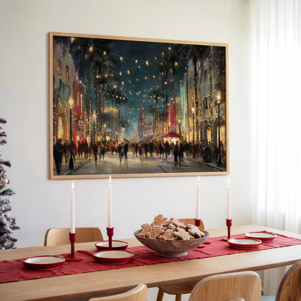Los Angeles California Christmas Wall Art, Custom Large Travel Poster Print, World Location Painting
