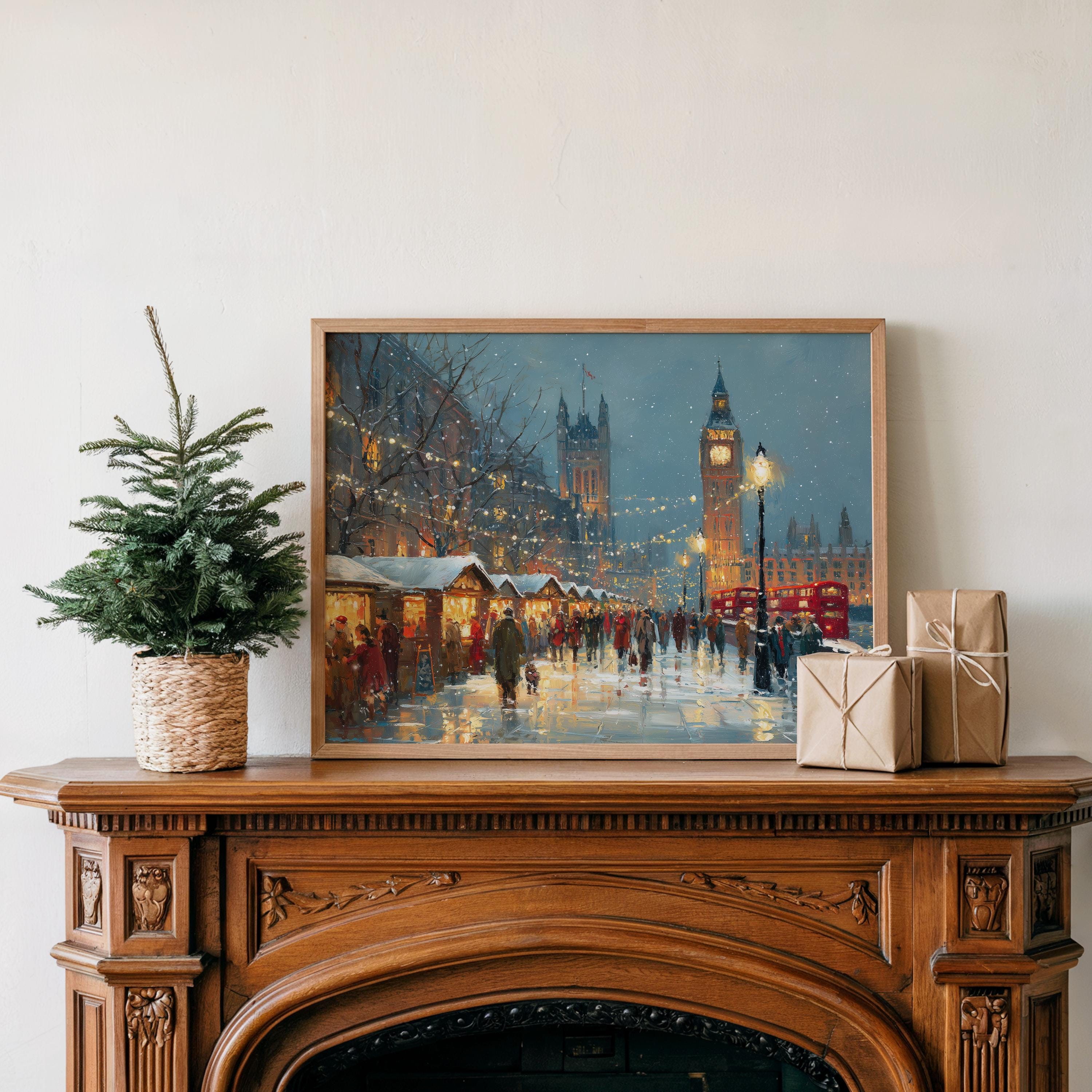 London_England Christmas Wall Art, Custom Large Travel Poster Print, World Location Painting