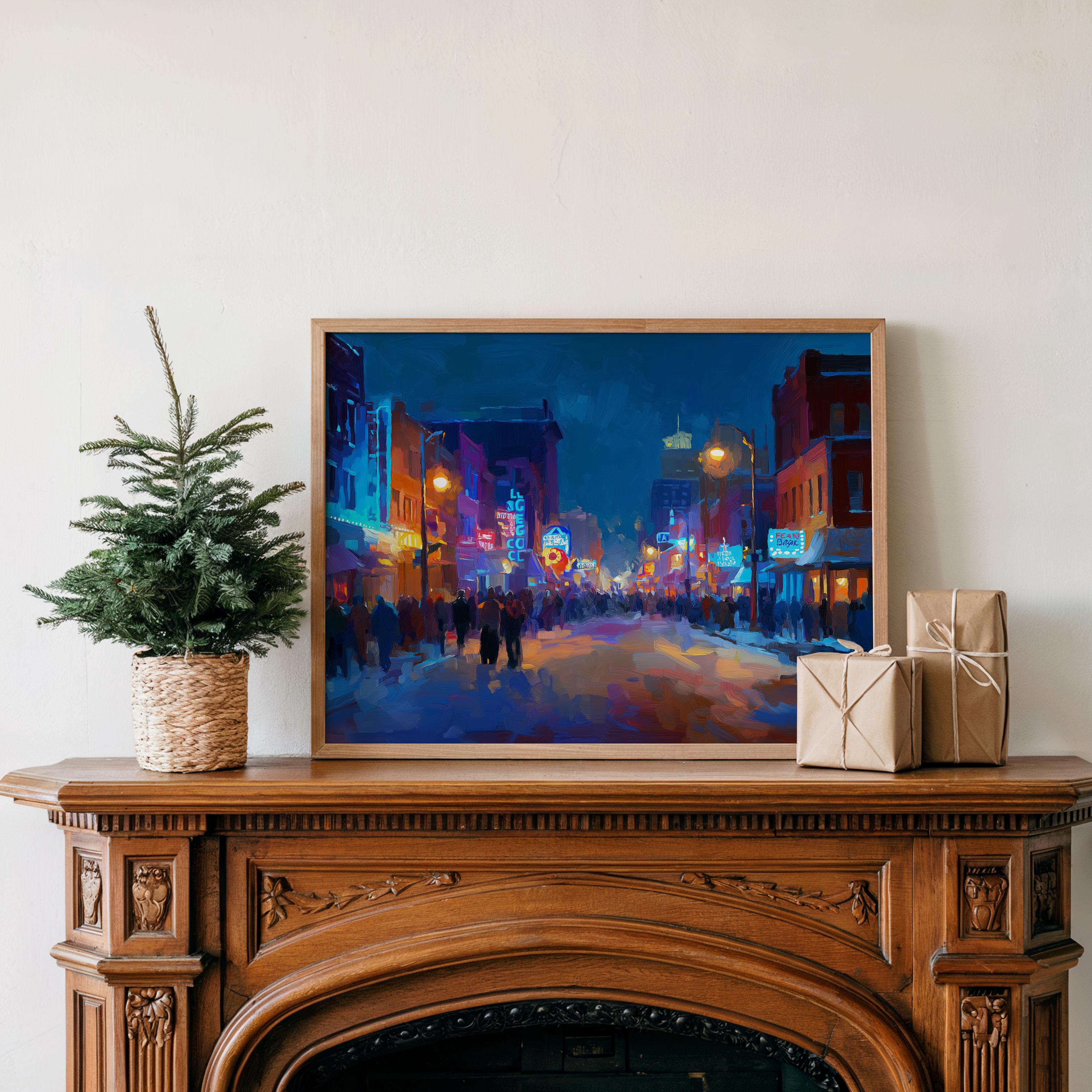 Memphis Tennessee Christmas Wall Art, Custom Large Travel Poster Print, World Location Painting
