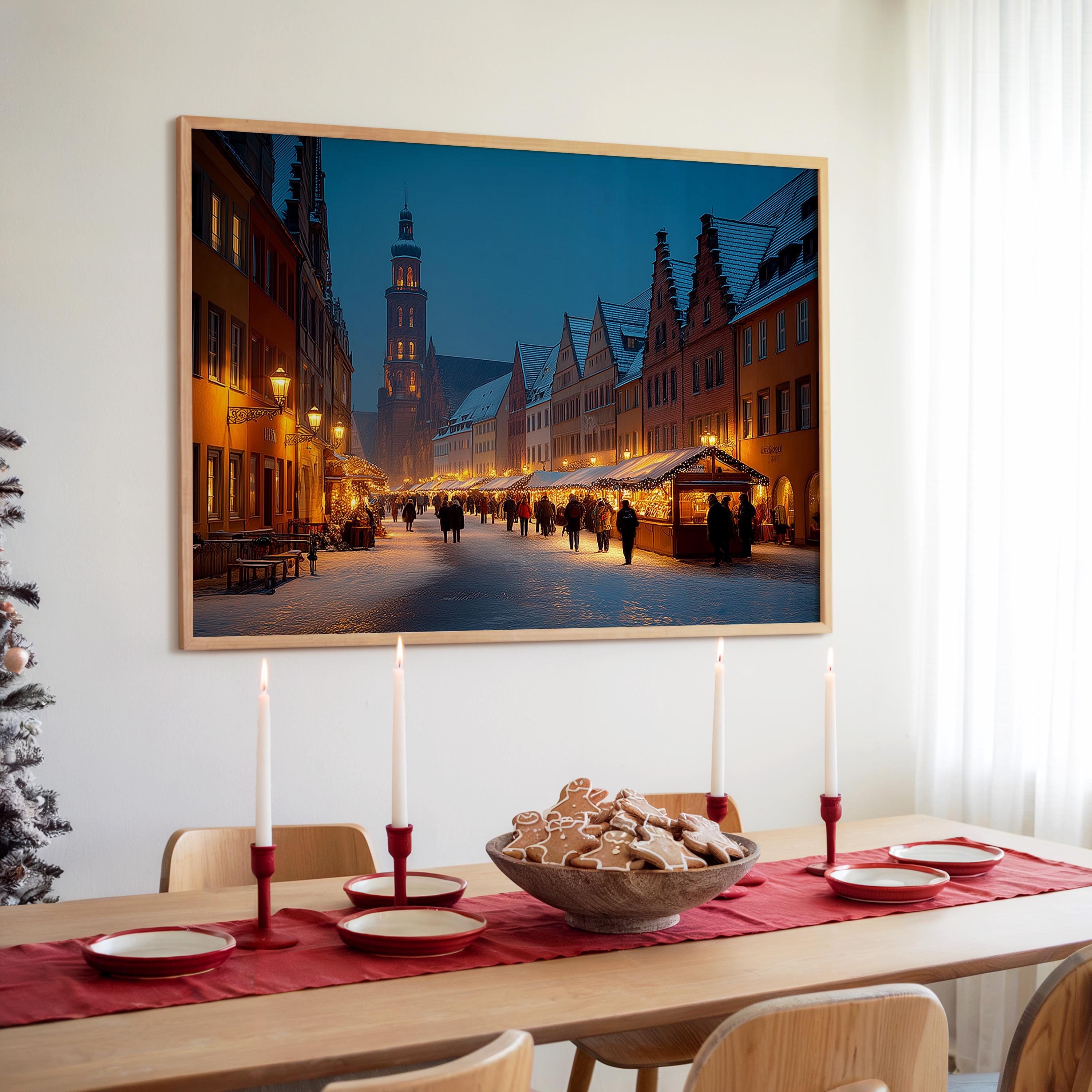 Nuremberg Germany Christmas Wall Art, Custom Large Travel Poster Print, World Location Painting