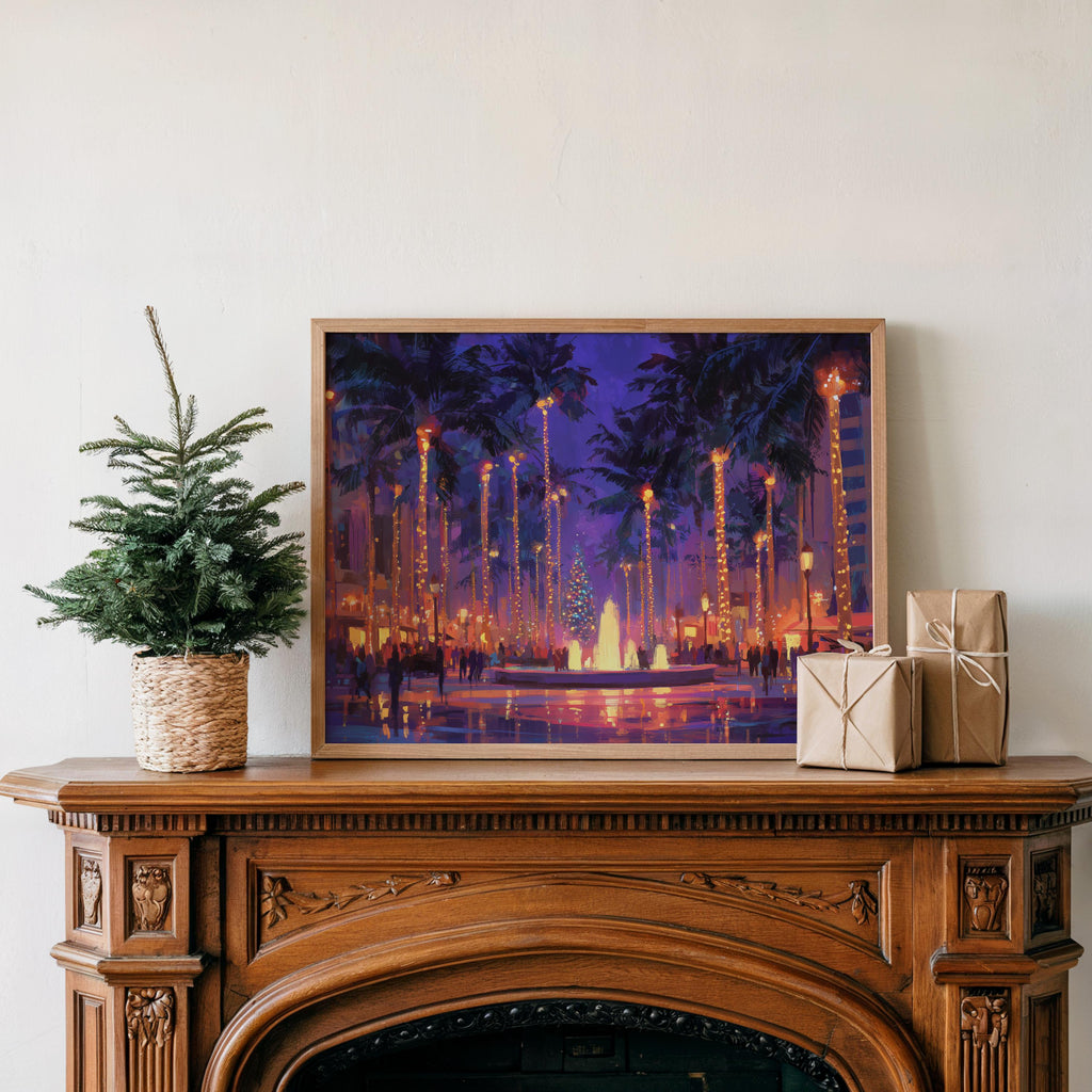 Orlando Florida Christmas Wall Art, Custom Large Travel Poster Print, World Location Painting