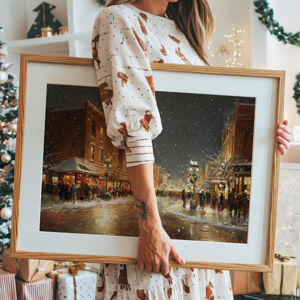 Omaha Nebraska Christmas Wall Art, Custom Large Travel Poster Print, World Location Painting