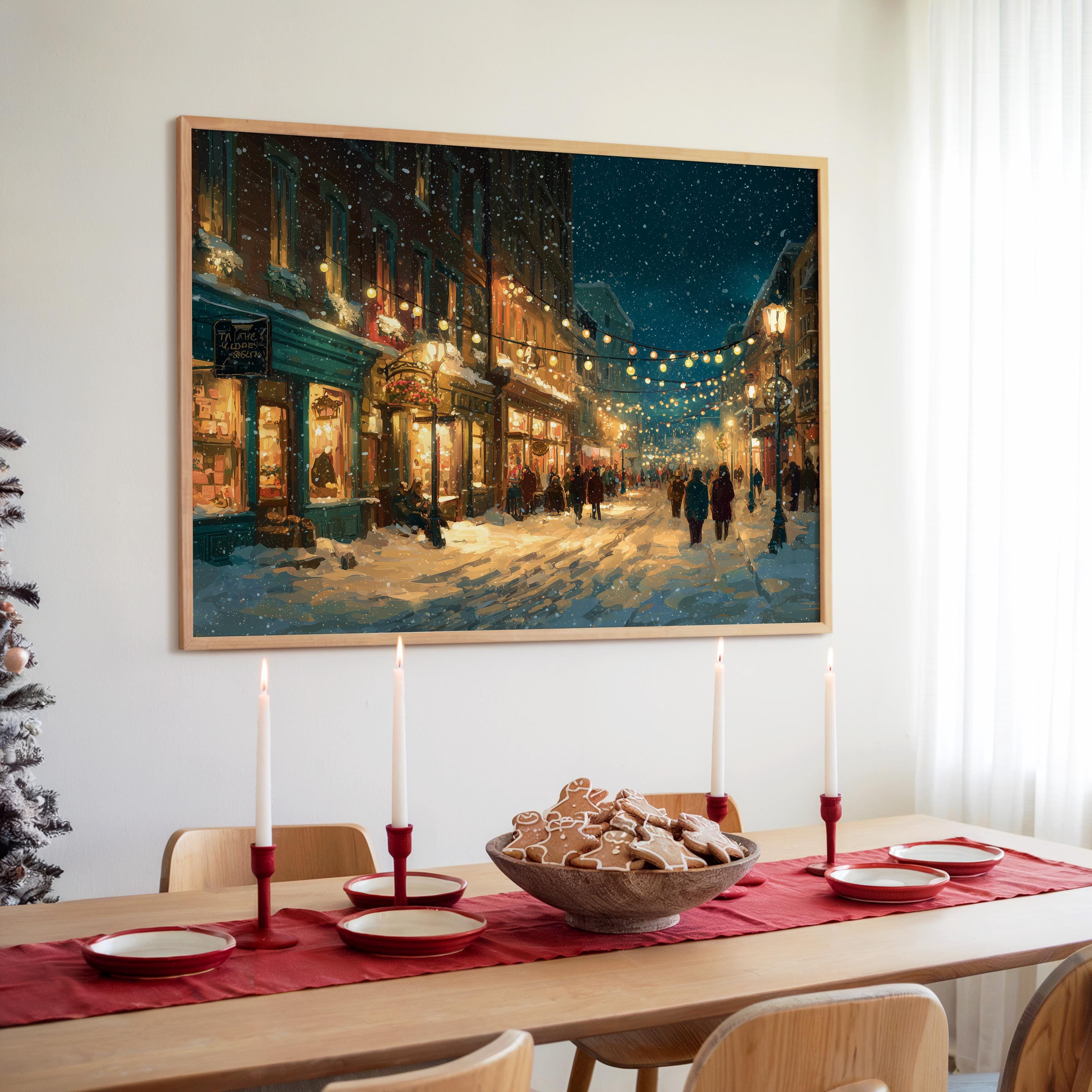 Portland Maine Christmas Wall Art, Custom Large Travel Poster Print, World Location Painting