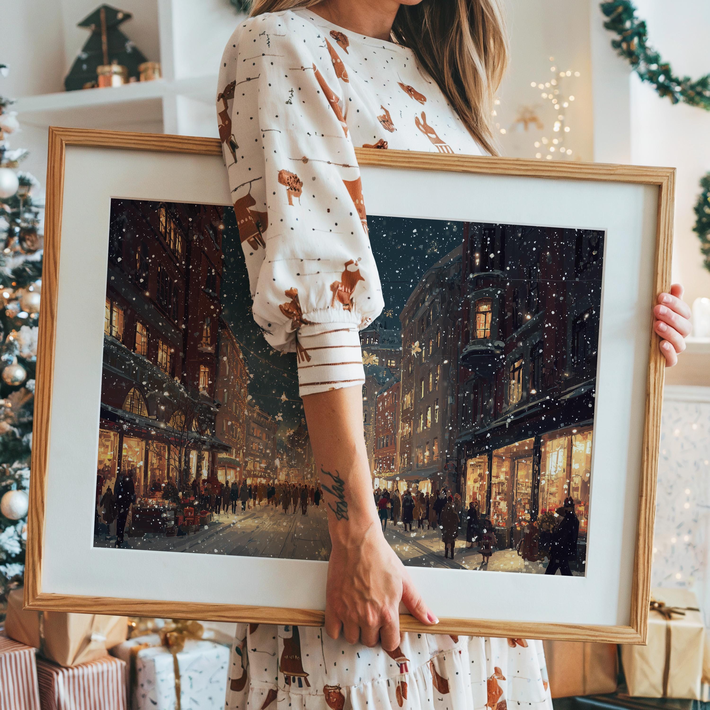 Oslo Norway Christmas Wall Art, Custom Large Travel Poster Print, World Location Painting