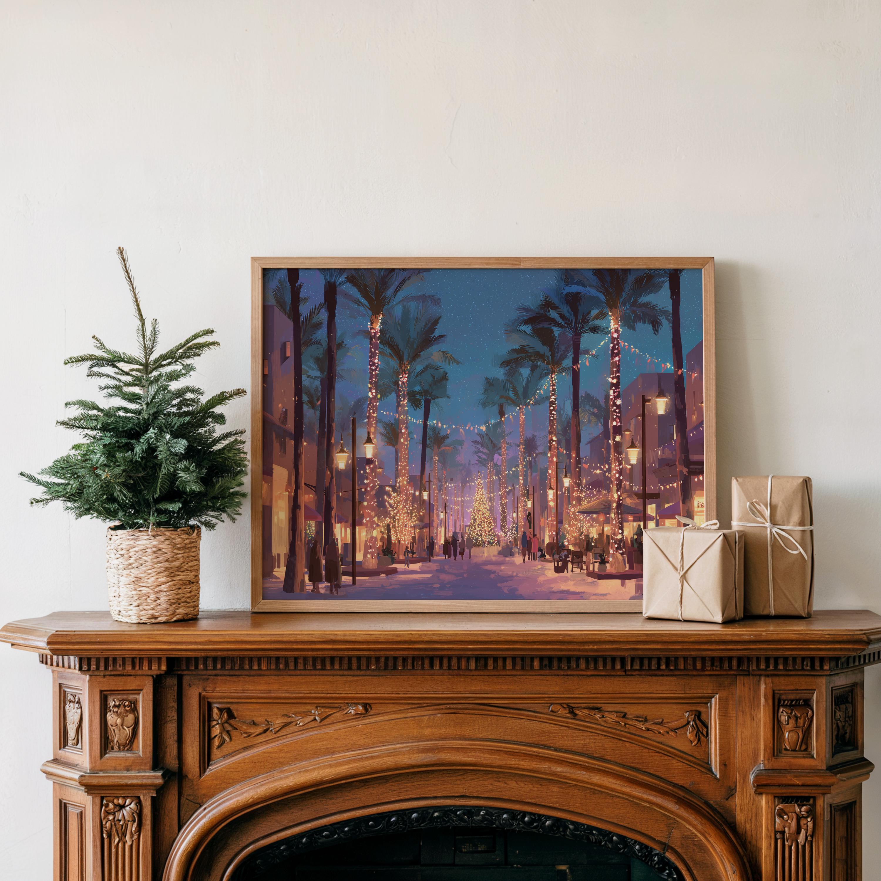 Phoenix Arizona Christmas Wall Art, Custom Large Travel Poster Print, World Location Painting