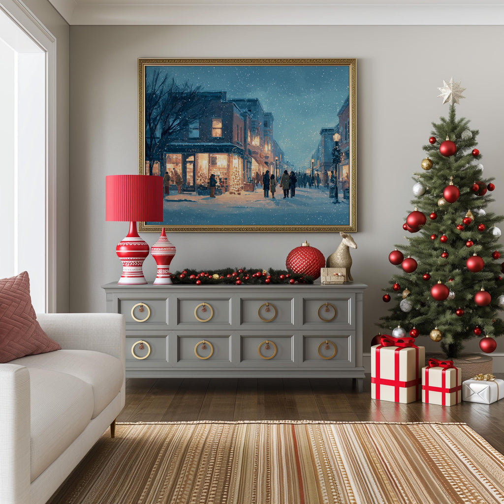 Richmond Virginia Christmas Wall Art, Custom Large Travel Poster Print, World Location Painting